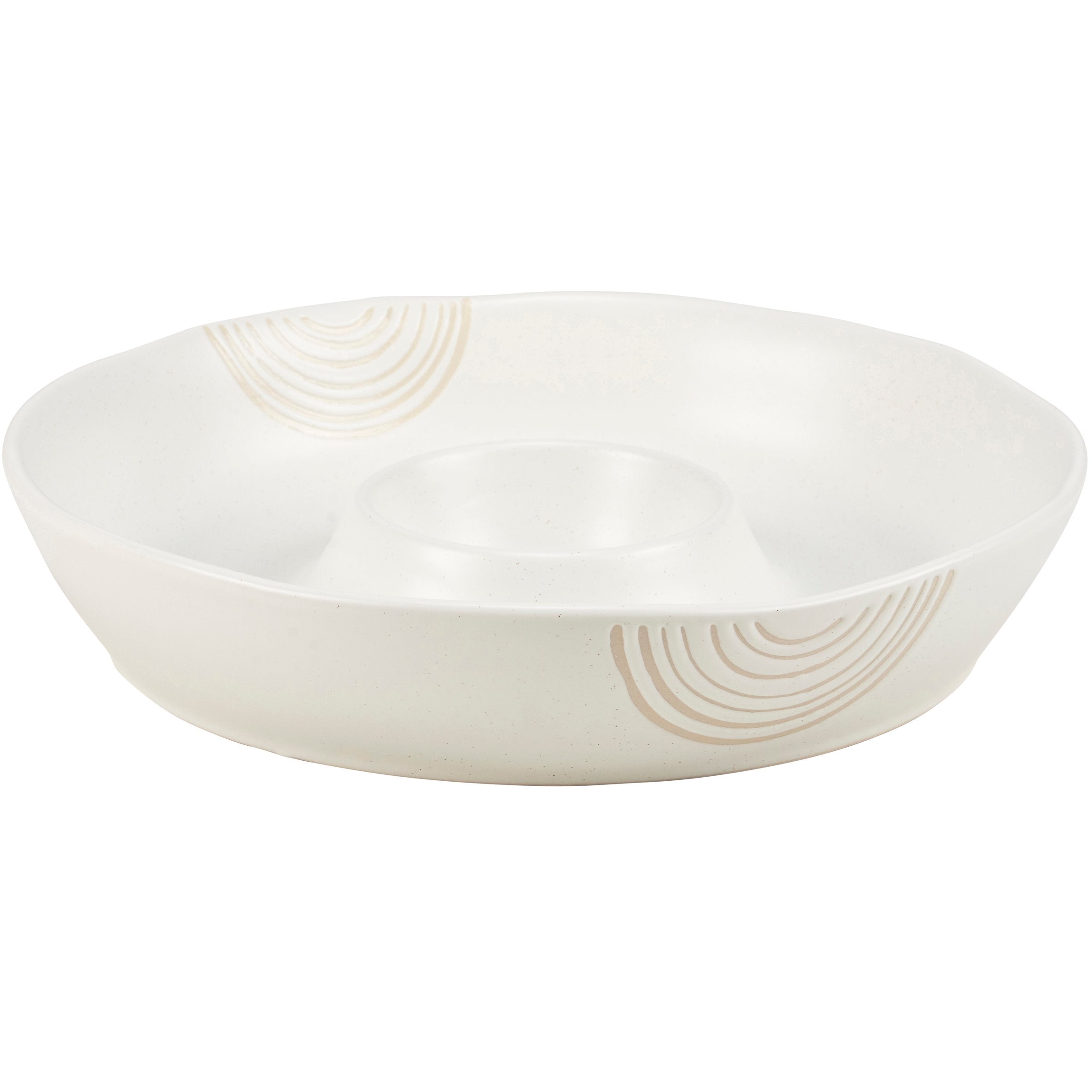 Elegant Stoneware Chip & Dip Serving Bowl - Microwave & Dishwasher Safe Party Platter