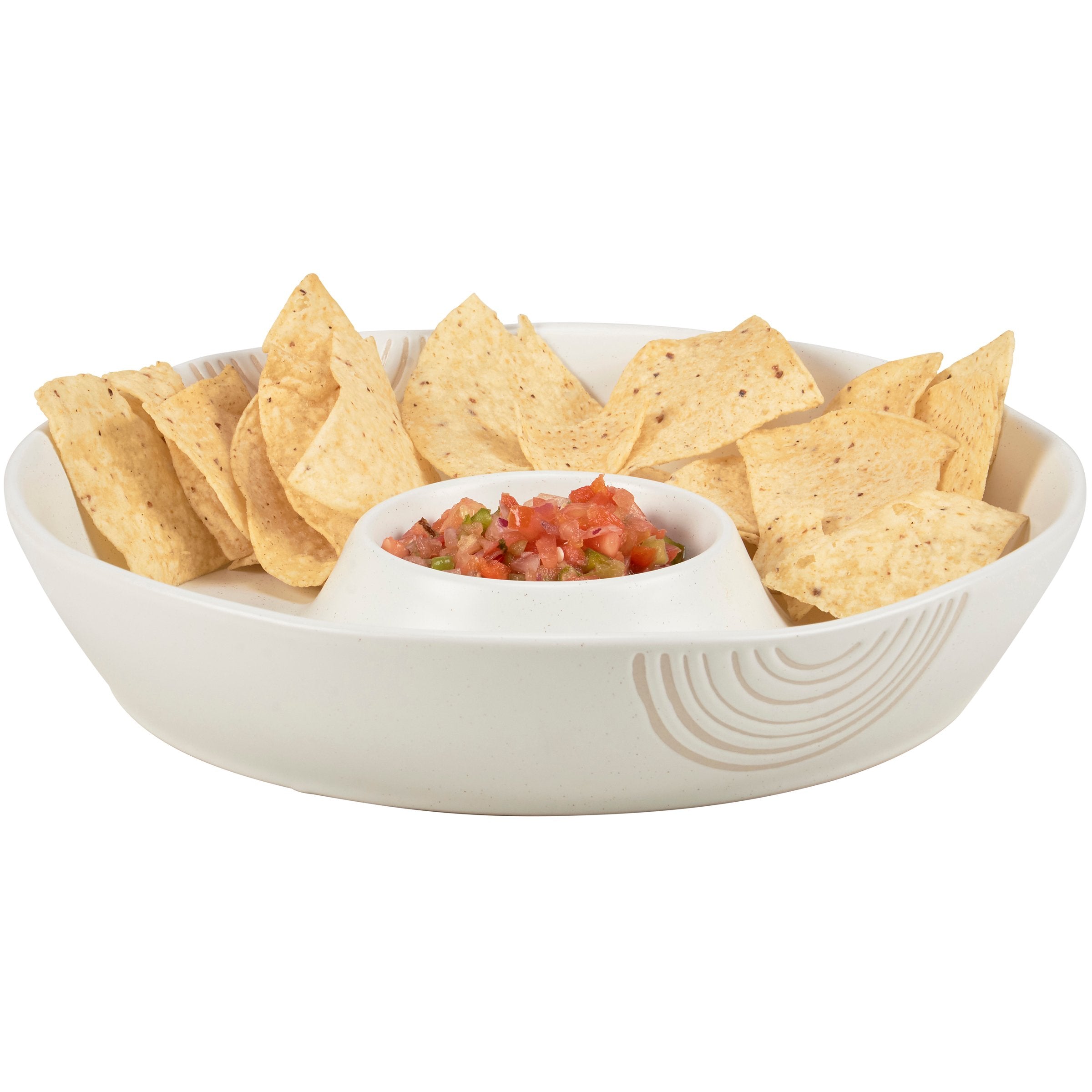 Elegant Stoneware Chip & Dip Serving Bowl - Microwave & Dishwasher Safe Party Platter