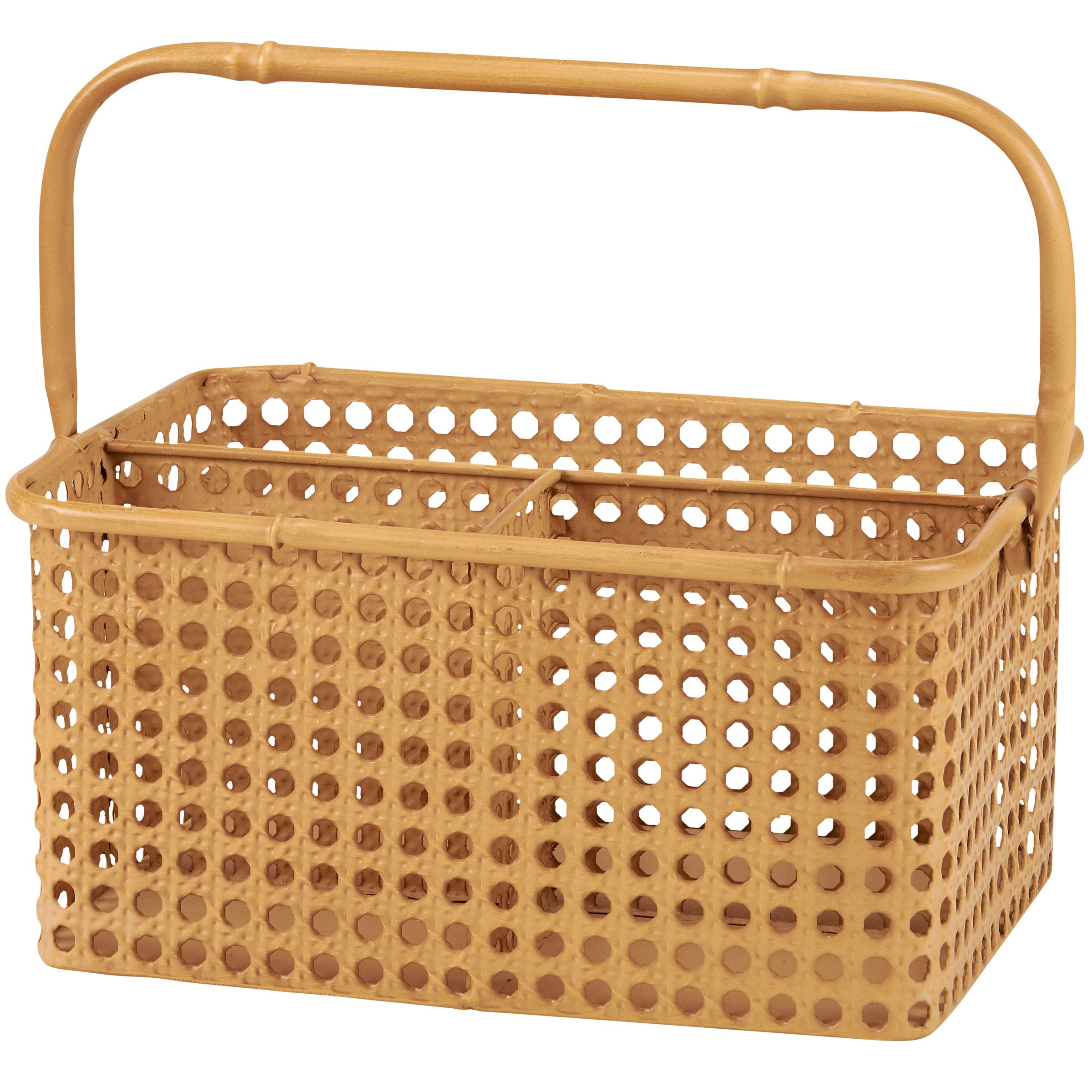 Bohemian Cane Weave Metal Caddy for Kitchen & Dining Organization