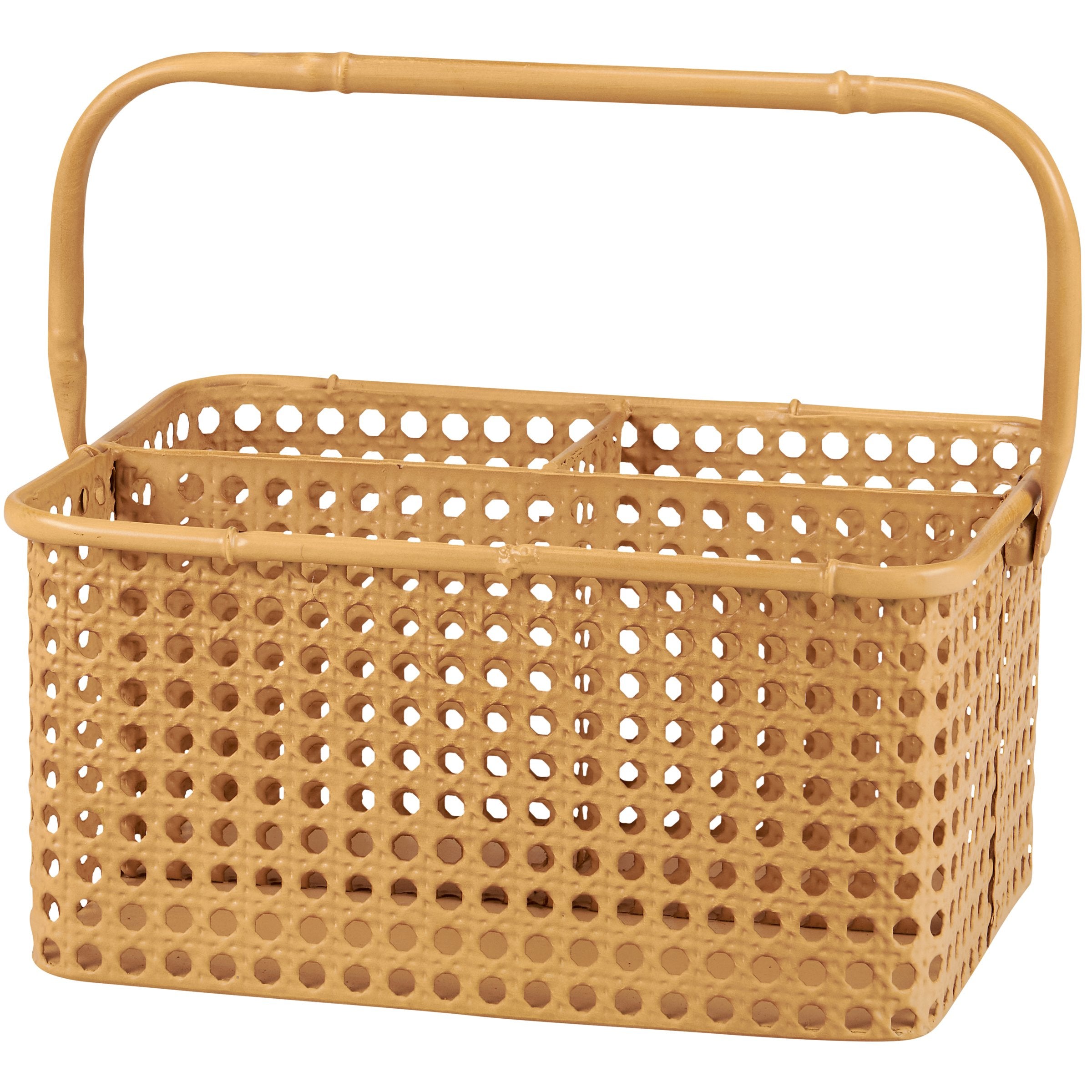 Bohemian Cane Weave Metal Caddy for Kitchen & Dining Organization