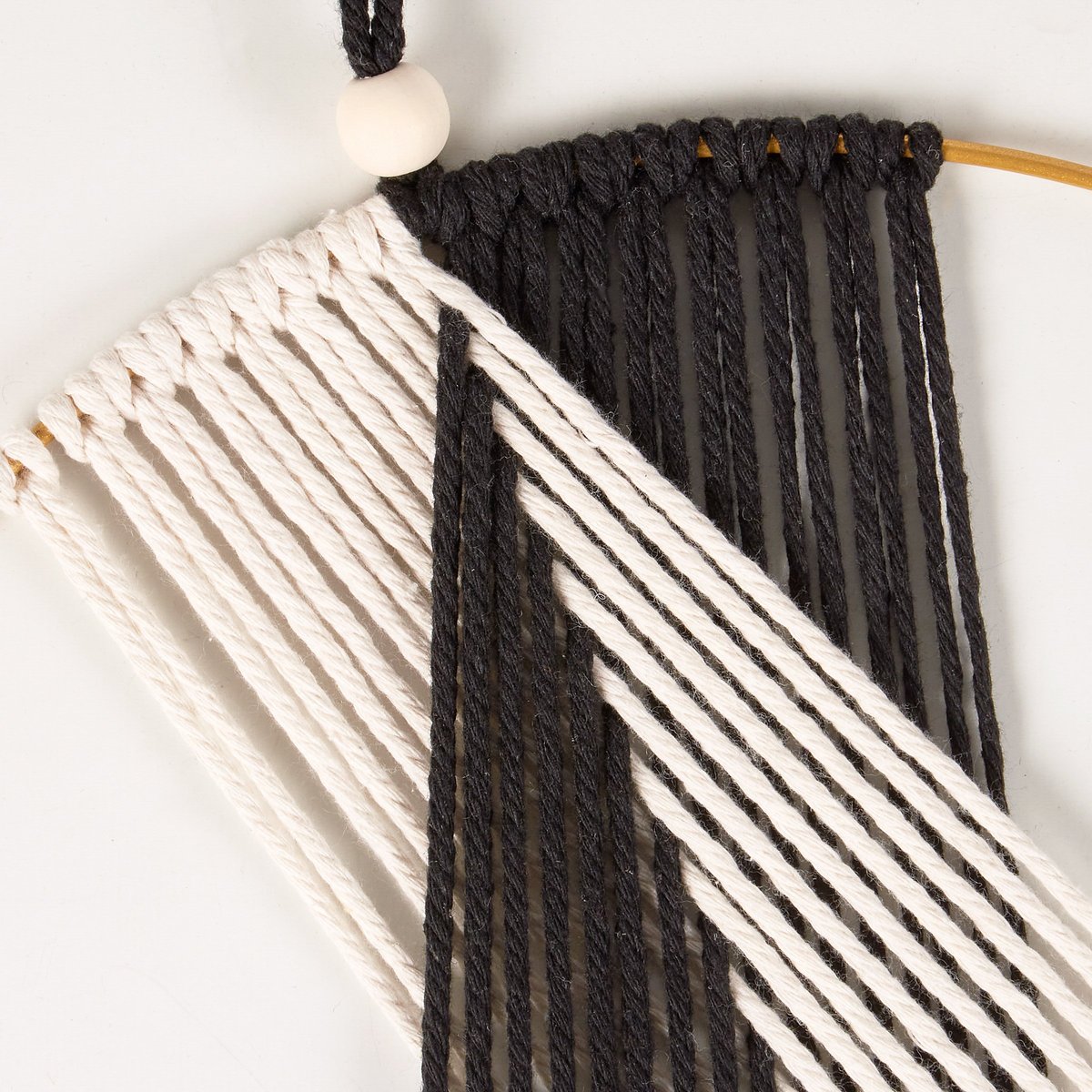 Boho Woven Ring Wall Hanging Set - 3-Piece Black & White Geometric Decor