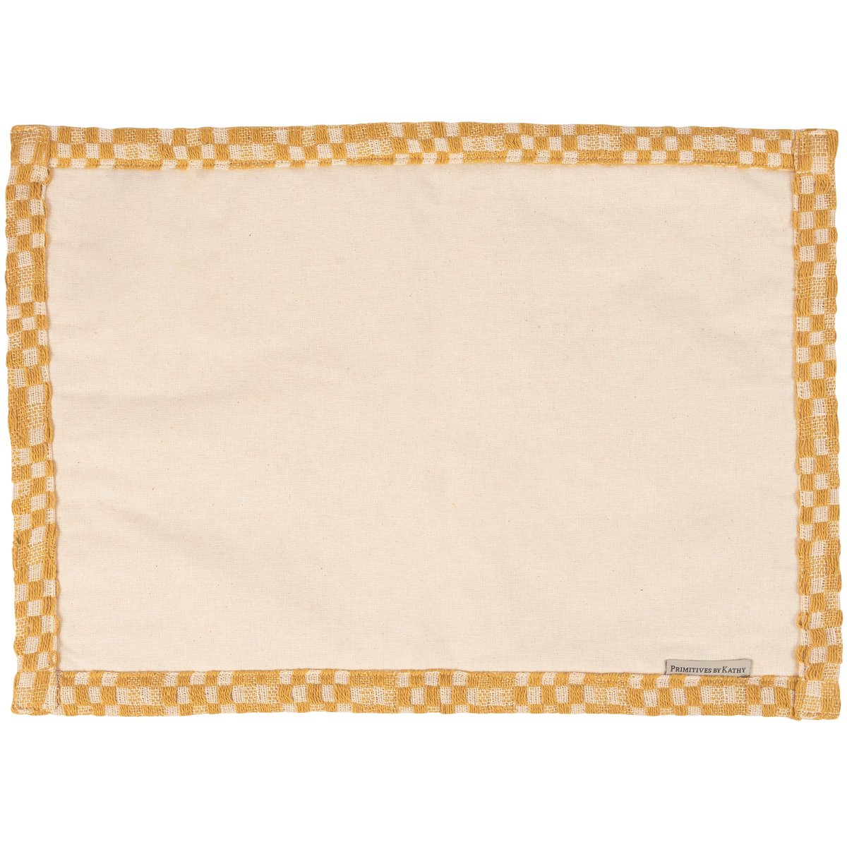 Chic Gold & Cream Checkered Cotton Placemat Set (4-Pack) for Stylish Dining