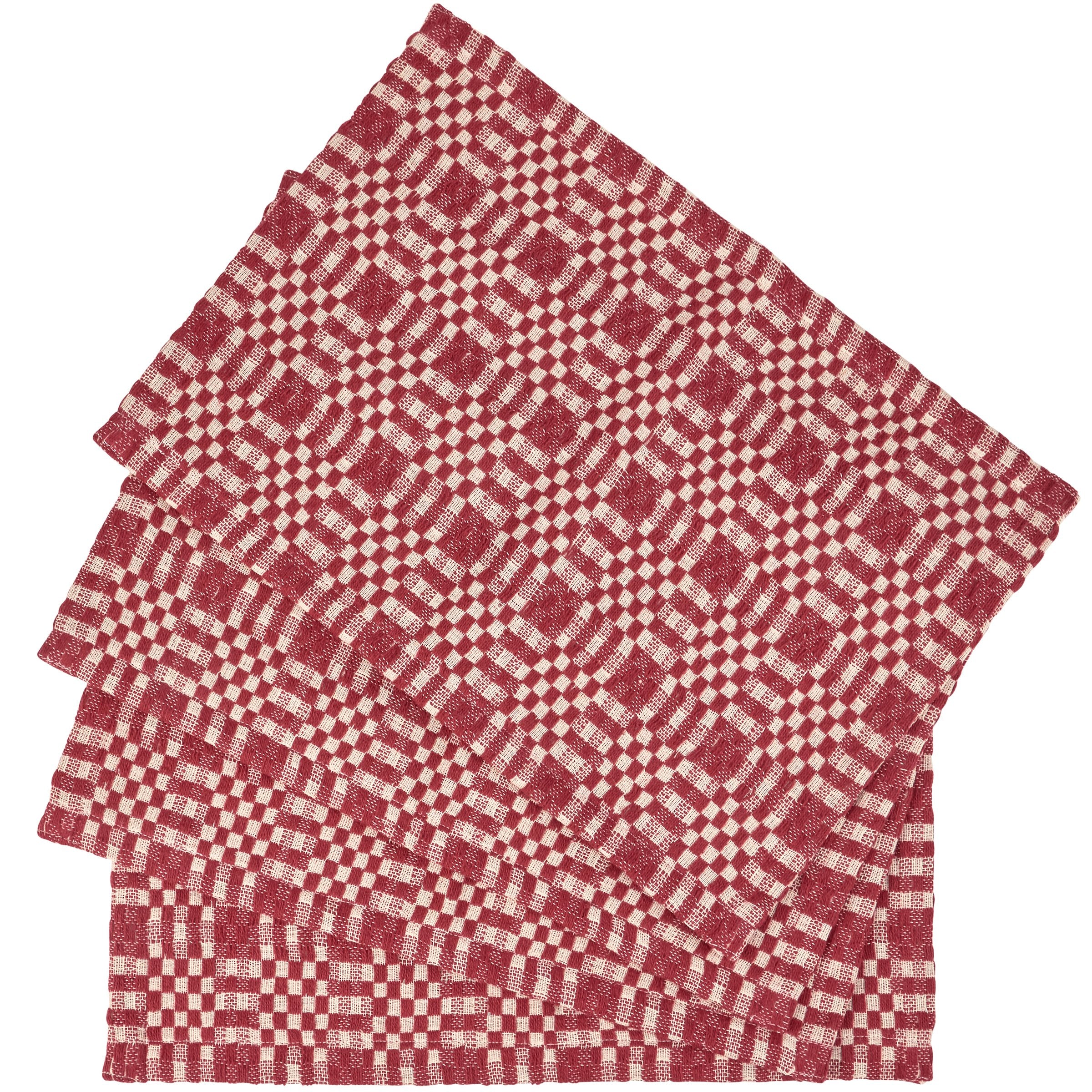 Charming Red & Cream Checkered Cotton Placemat Set for Rustic Table Decor