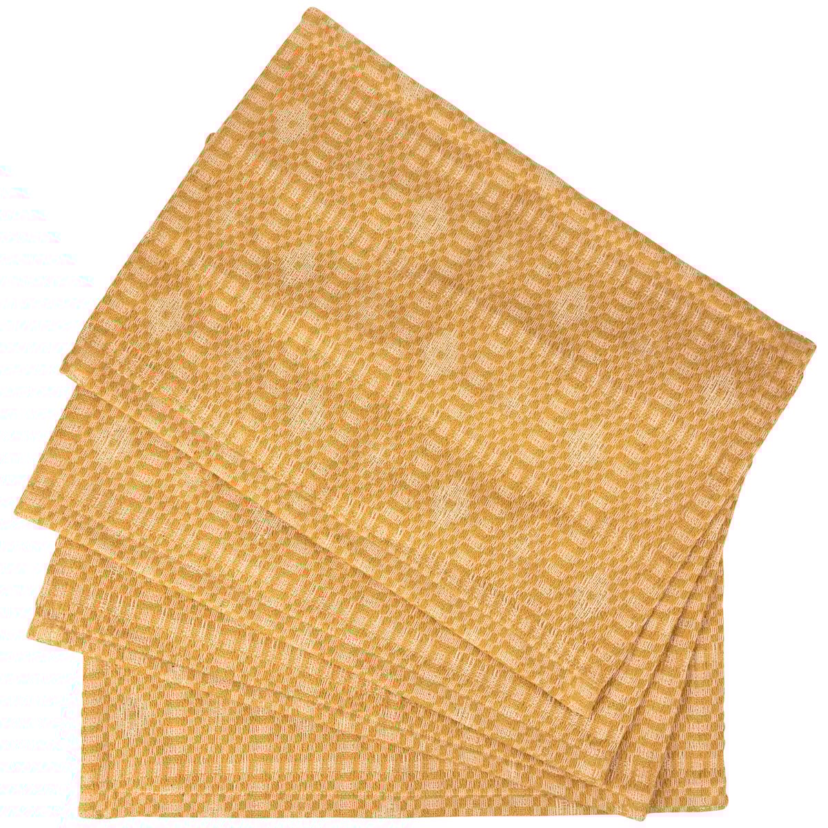 Premium Gold Diamond Cotton Placemat Set - Rustic Farmhouse Table Decor 4-Pack