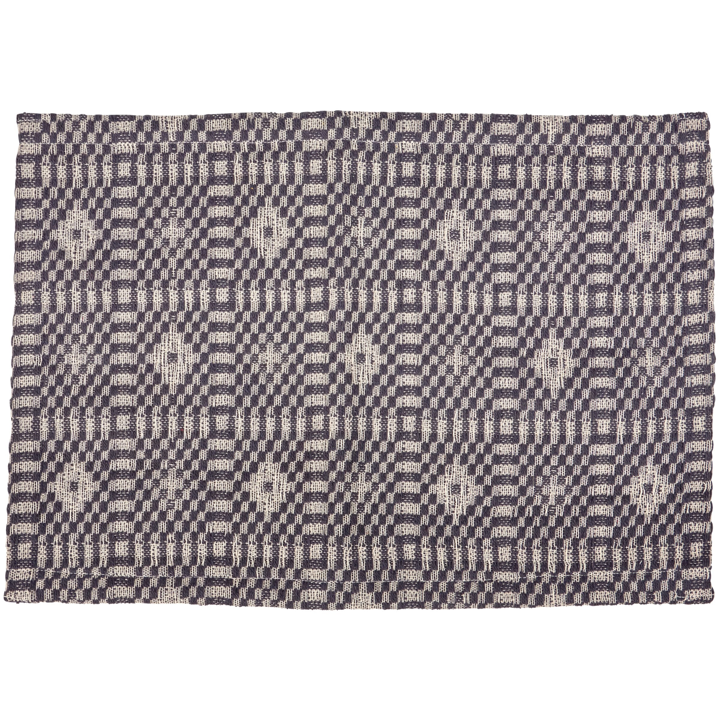 Elegant Navy Diamond Patterned Cotton Placemat Set - Machine-Washable Tabletop Decor