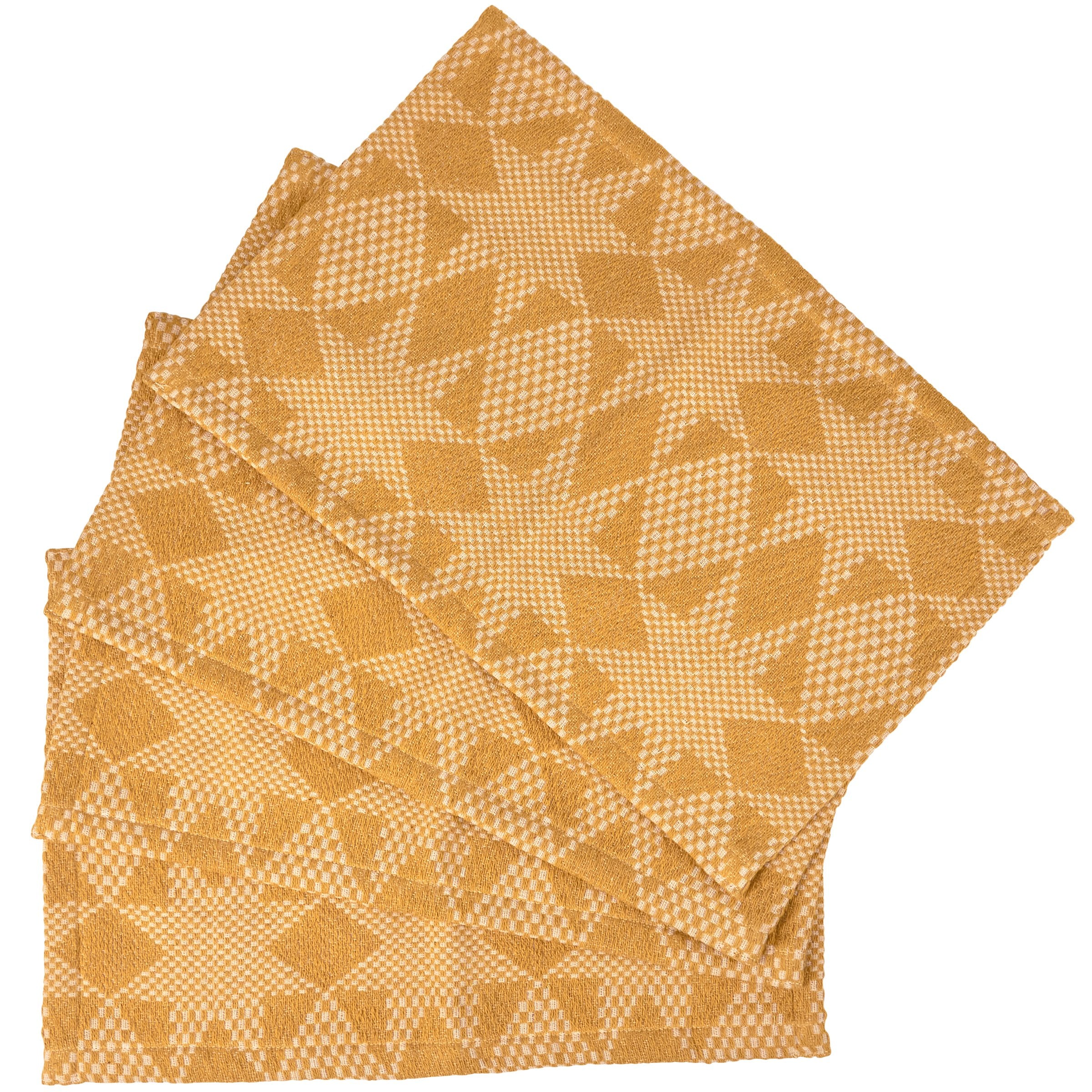 Chic Primitive Gold & Cream Stars Cotton Placemat Set (4-Pack) – Easy Care Tabletop Decor