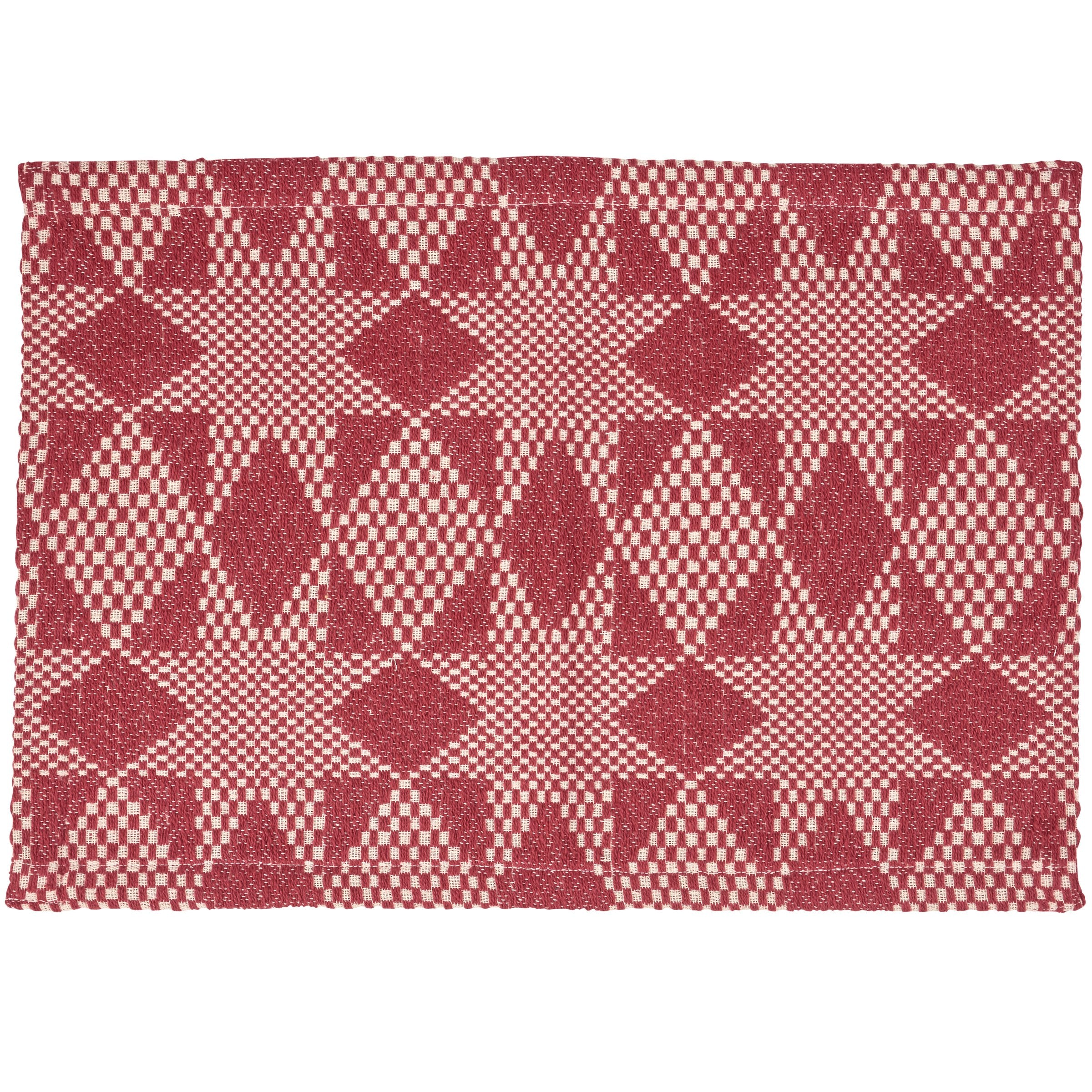 Charming Red Star Cotton Placemat Set - Rustic Farmhouse Table Decor