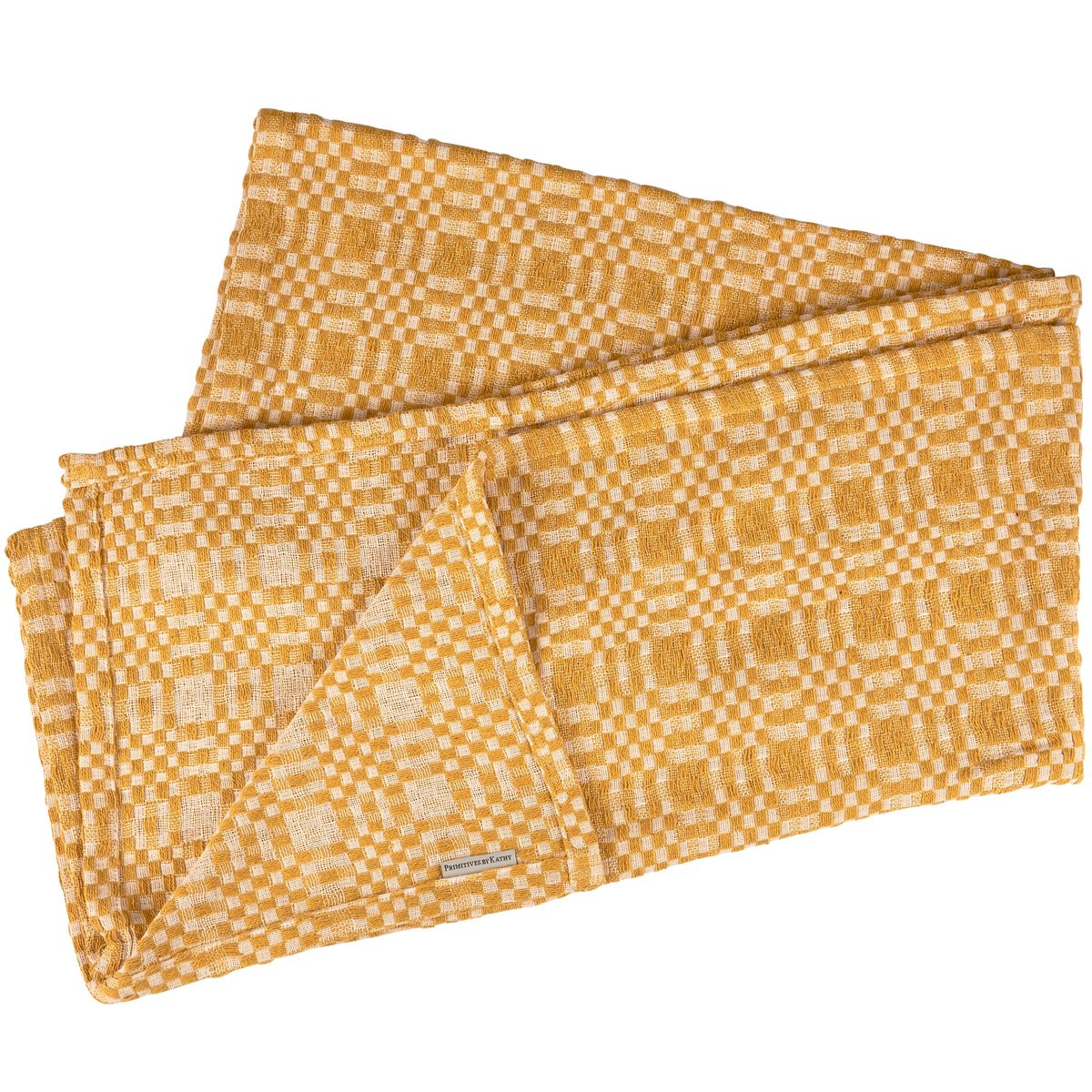 Elegant Gold Check Cotton Tablecloth - Square Decorative Dining Linen - Machine Washable