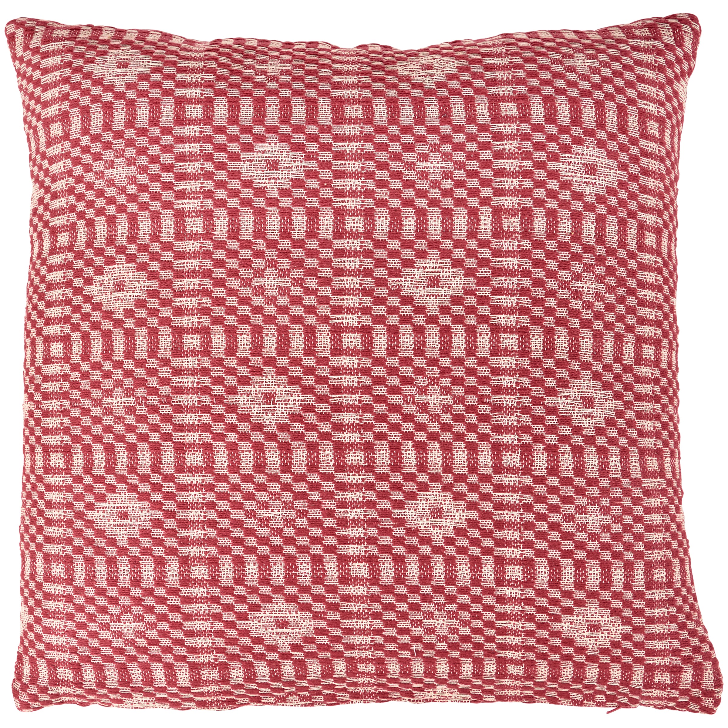 Decorative Red Diamond Cotton Throw Pillow – Double-Sided Rustic Home Accent