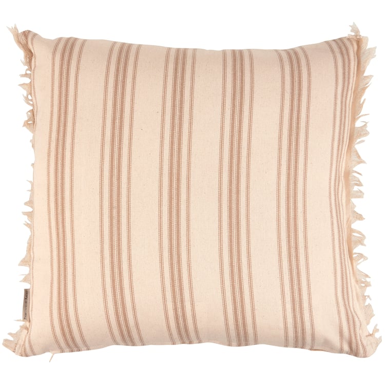 Charming White Highland Cow Farmhouse Pillow with Frayed Edges and Zipper