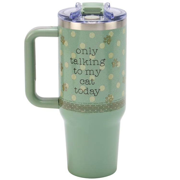 Sassy Cat Lover's 40oz Insulated Stainless Steel Travel Mug with Handle & Straw