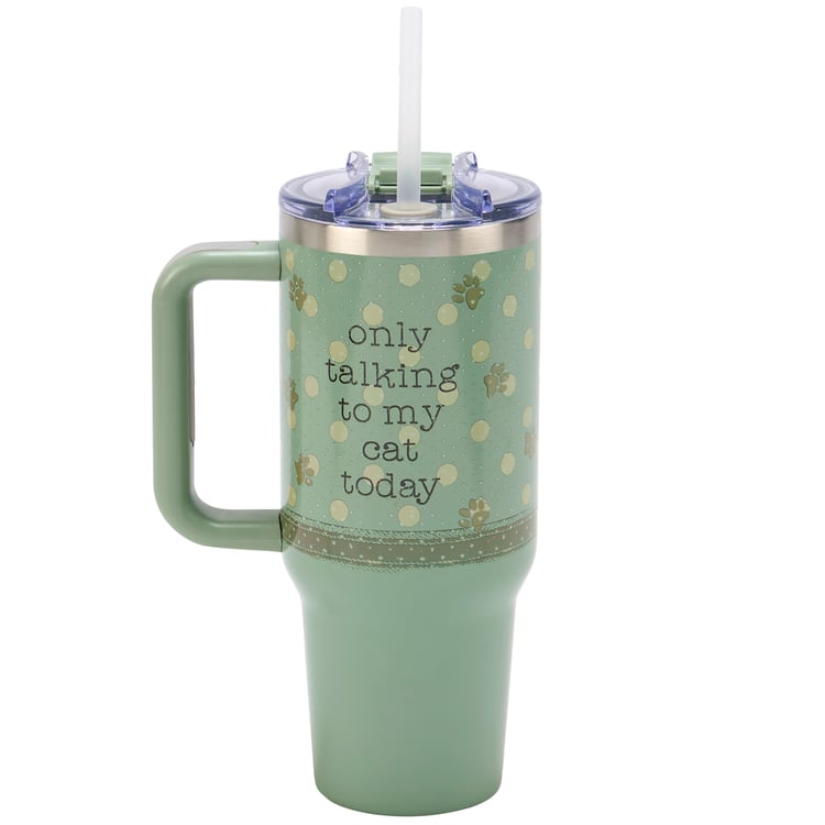 Sassy Cat Lover's 40oz Insulated Stainless Steel Travel Mug with Handle & Straw