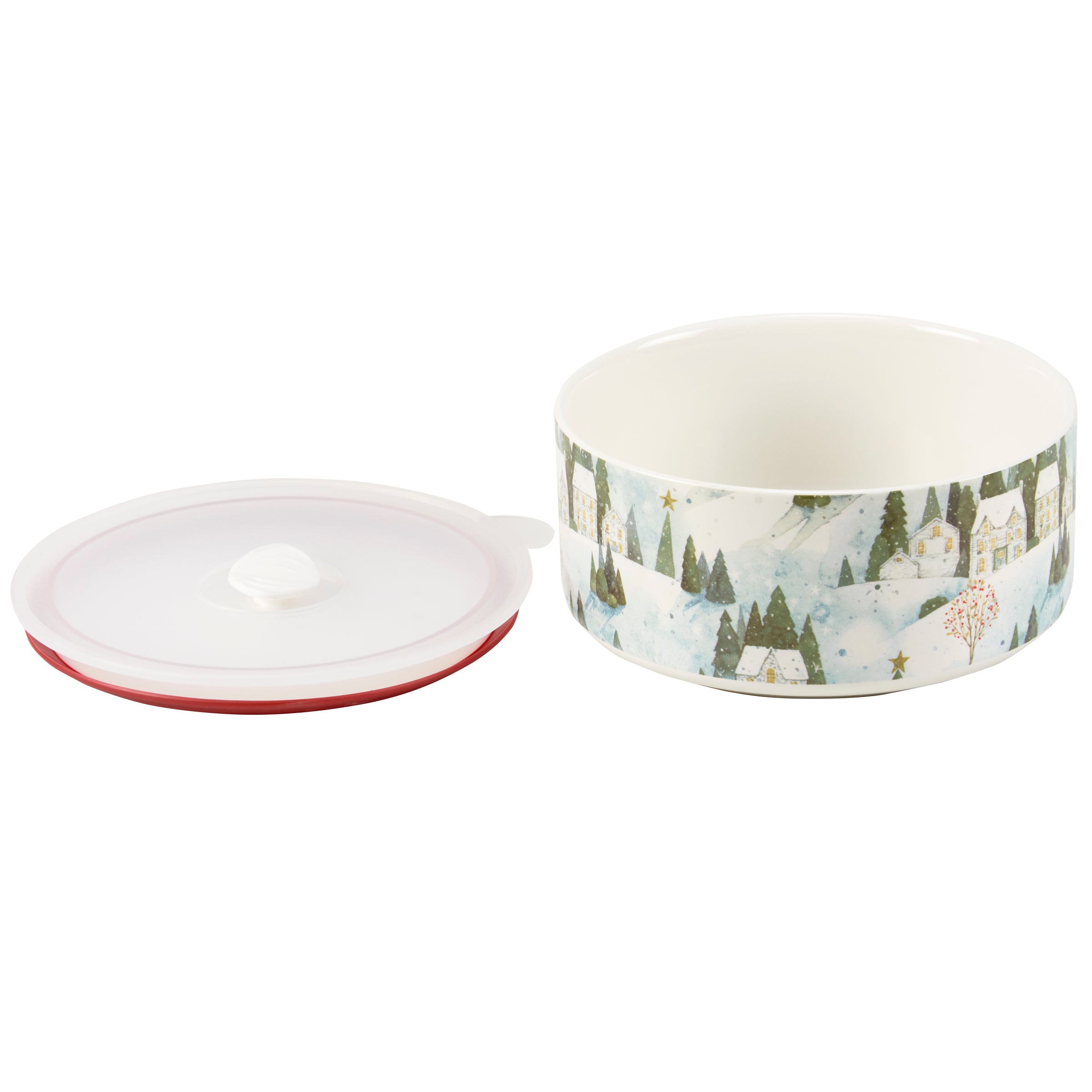 Charming Winter Wonderland Ceramic Server Set with Vented Lids - Dishwasher Safe