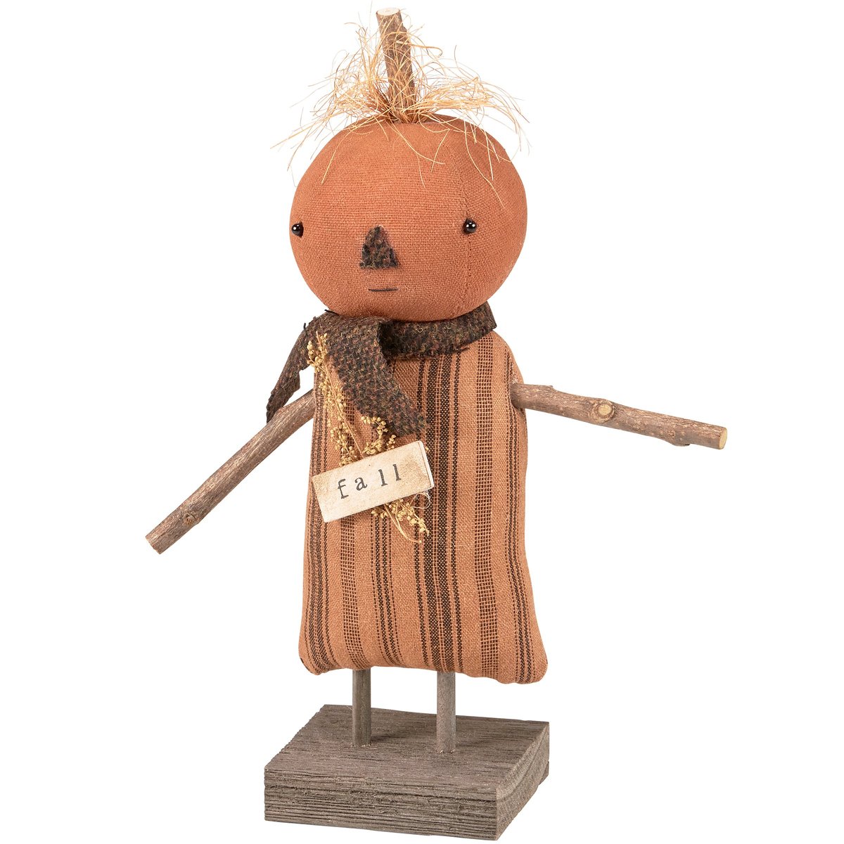 Primitive Autumn Harvest Standing Pumpkin Doll with "Fall" Sign by Kathy
