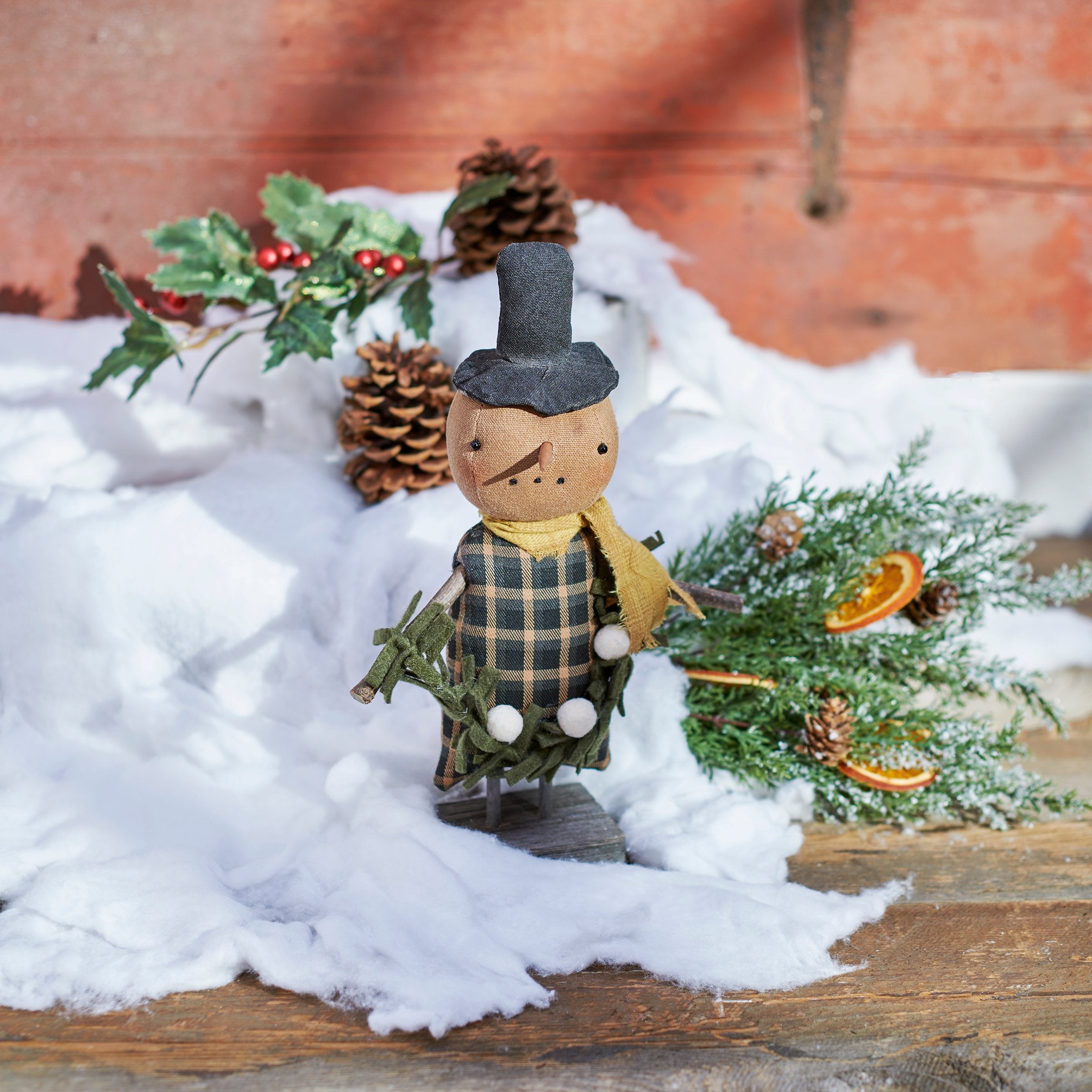 Charming Primitive Cozy Collin Snowman Doll - Festive Winter Home Accent