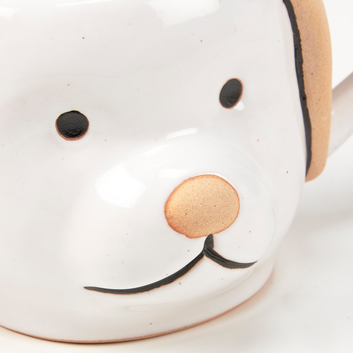 Adorable Debossed Dog Face Stoneware Mug, 14oz Cream Glaze Pet Gift