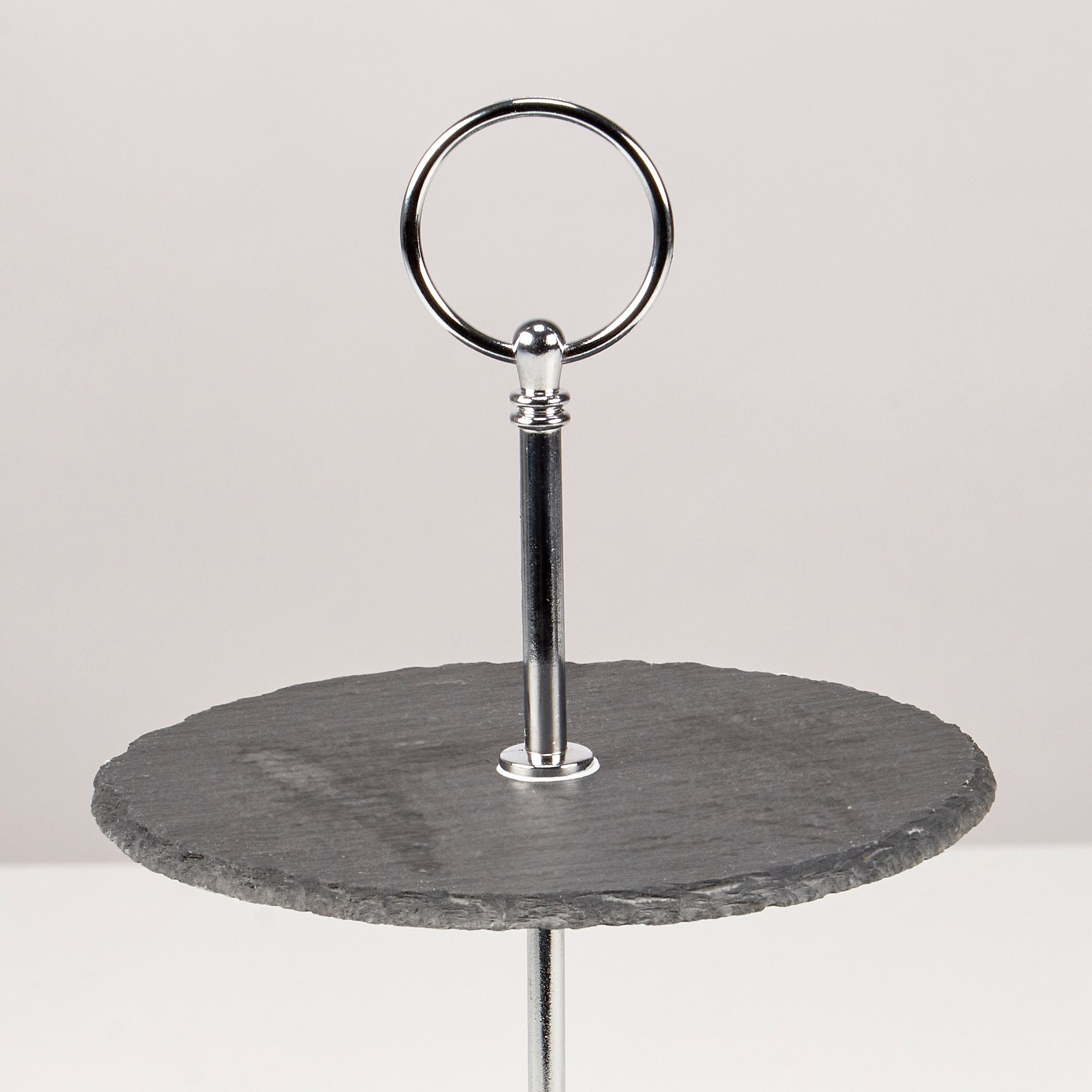 Elegant Three-Tiered Slate Party Serving Tower Tray with Metal Handle