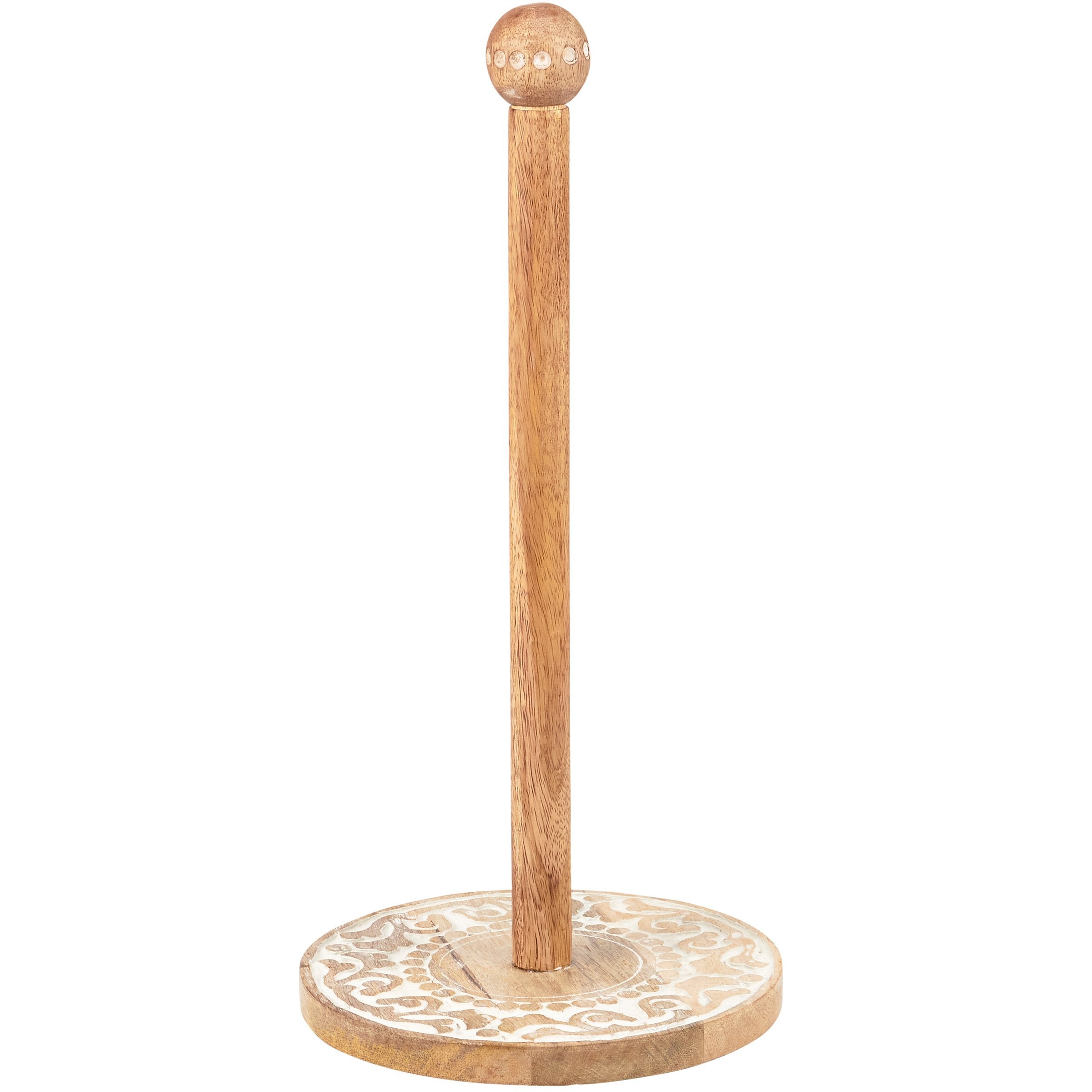 Rustic Farmhouse Wooden Medallion Paper Towel Holder for Kitchen Countertop