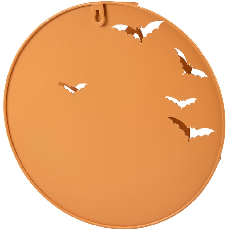 Spooky Flying Witch on Moon Metal Tealight Candle Holder Wall Decor