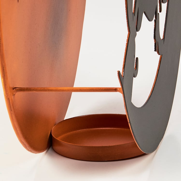 Spooky Flying Witch on Moon Metal Tealight Candle Holder Wall Decor