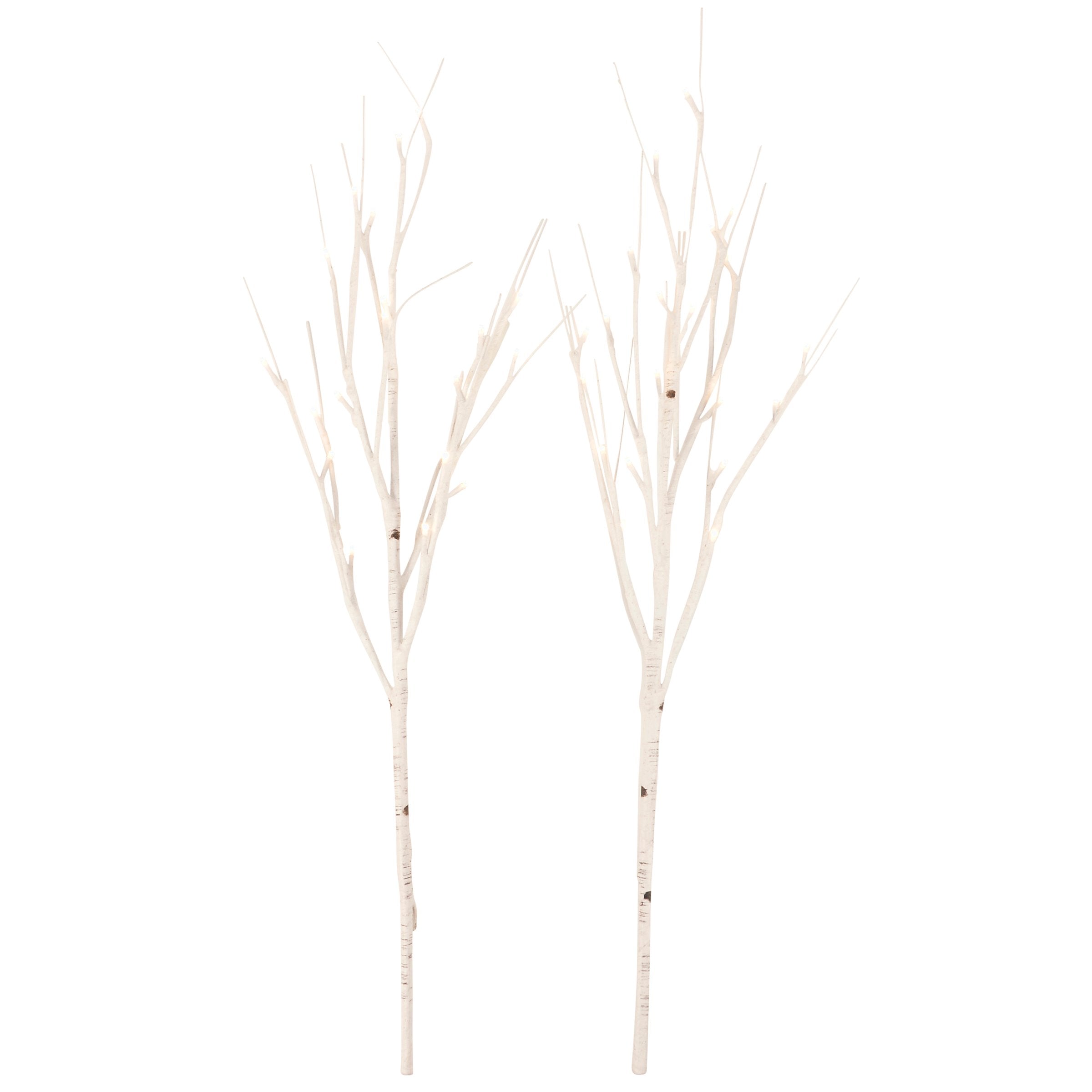 Elegant 30-inch Lighted Birch Twigs with Warm White LEDs and Timer