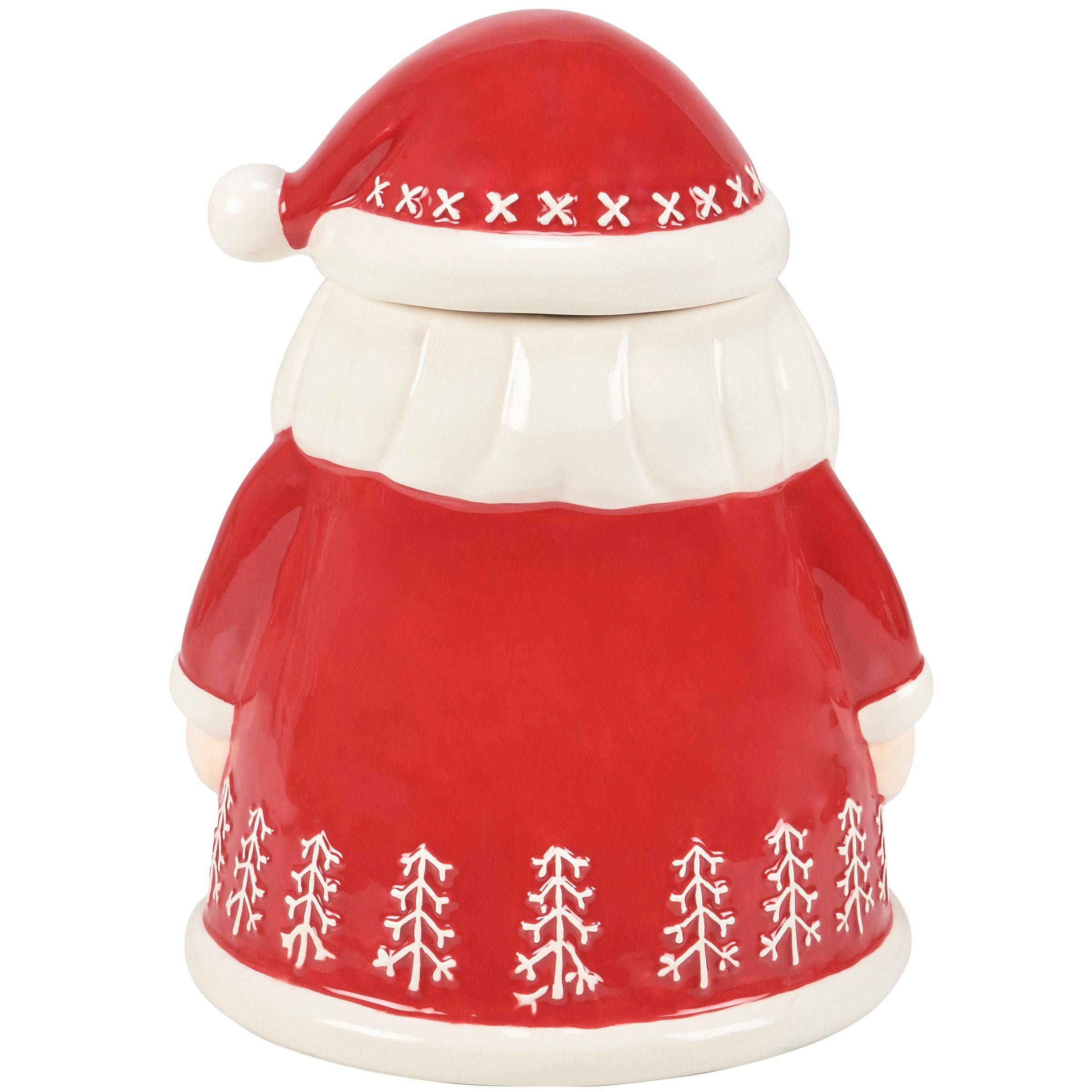 Festive Santa Claus Dolomite Cookie Jar with Nordic Tree Design
