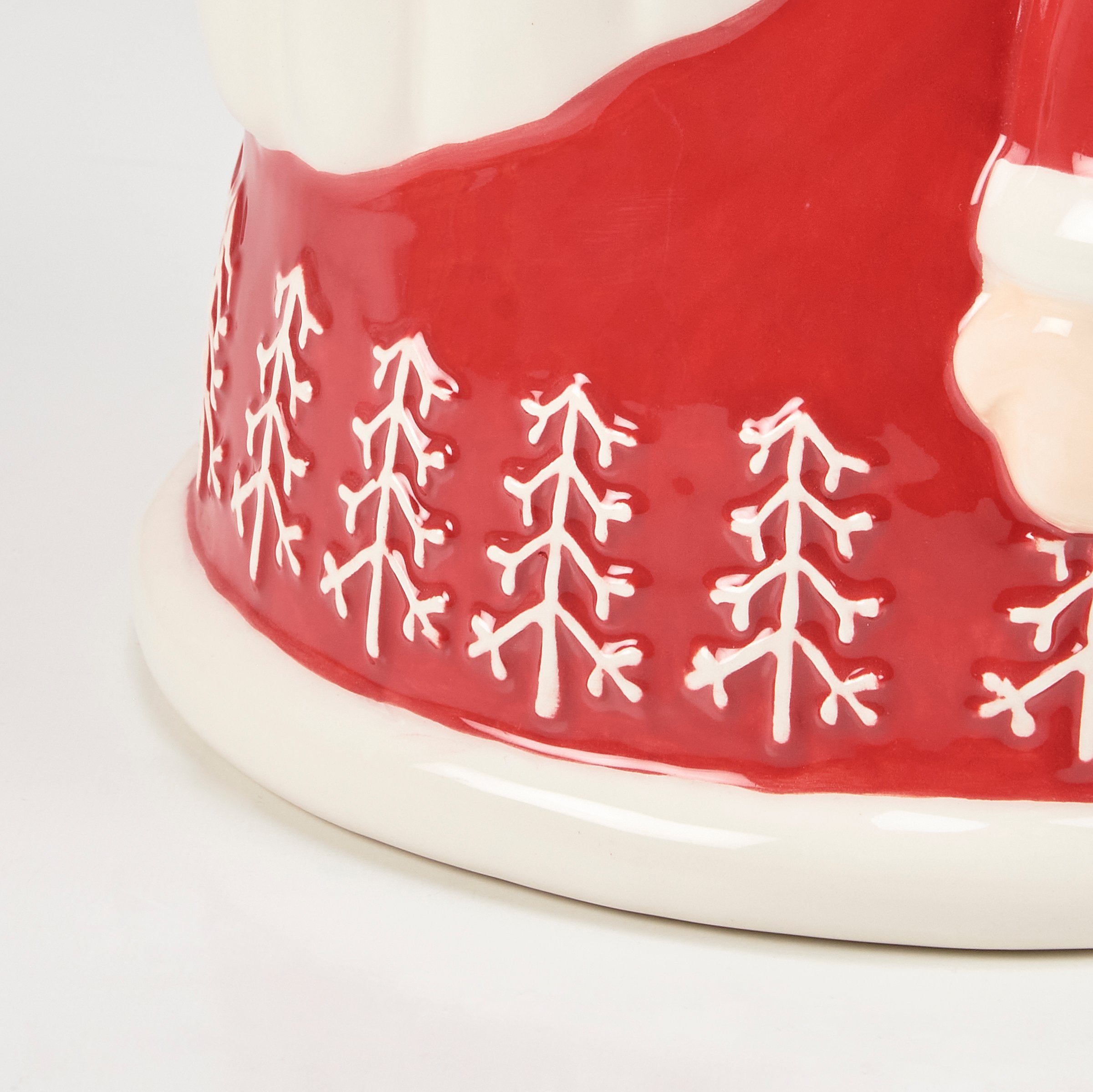 Festive Santa Claus Dolomite Cookie Jar with Nordic Tree Design