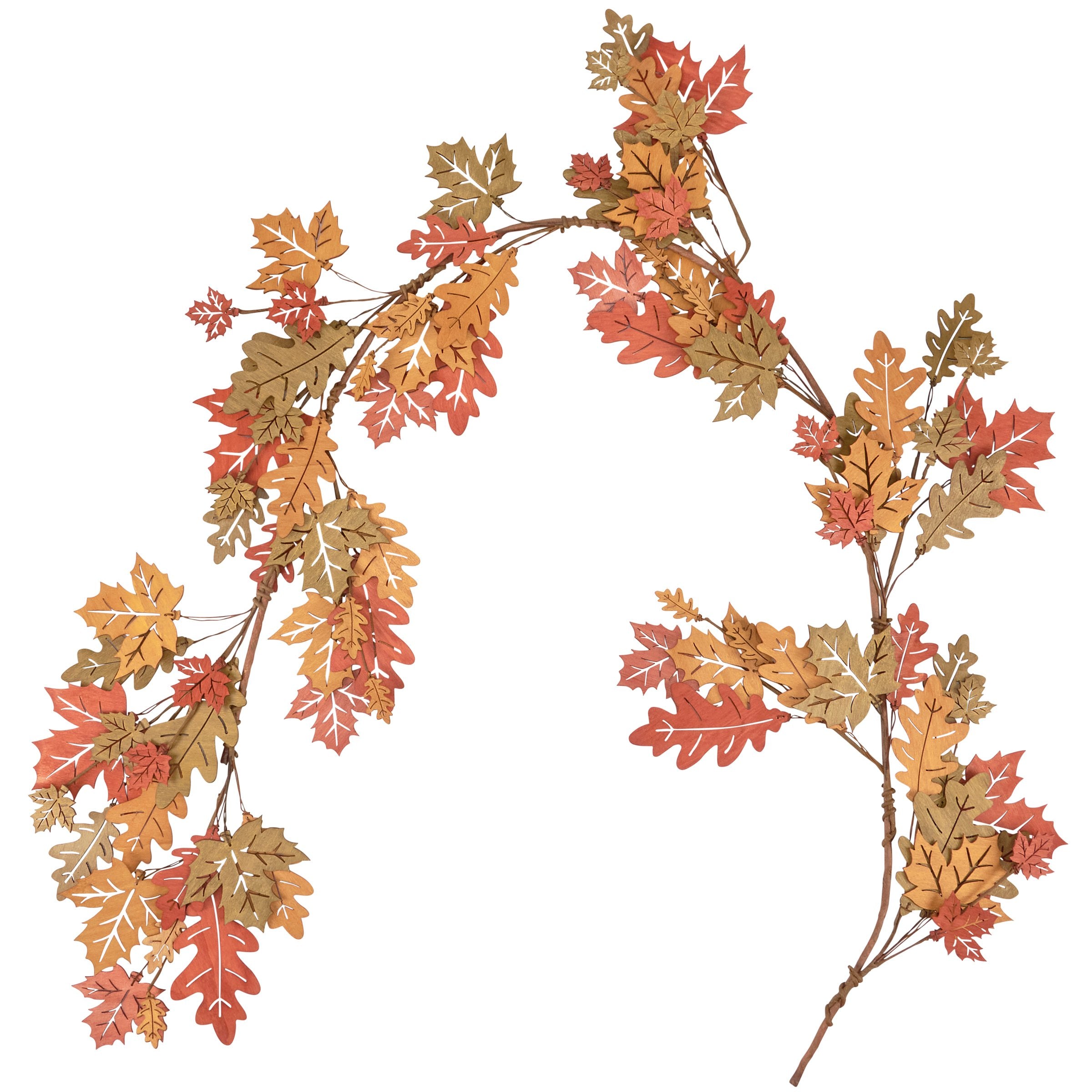 Autumn Oak Maple Leaf Garland – 60-inch Decorative Faux Fall Branch Accent