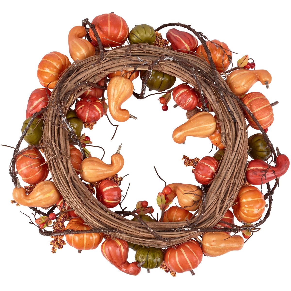 Vibrant Fall Mixed Gourds & Pumpkins Harvest Wreath - 18 Inch Autumn Home Decor