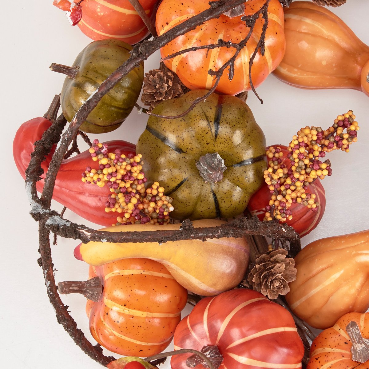 Vibrant Fall Mixed Gourds & Pumpkins Harvest Wreath - 18 Inch Autumn Home Decor