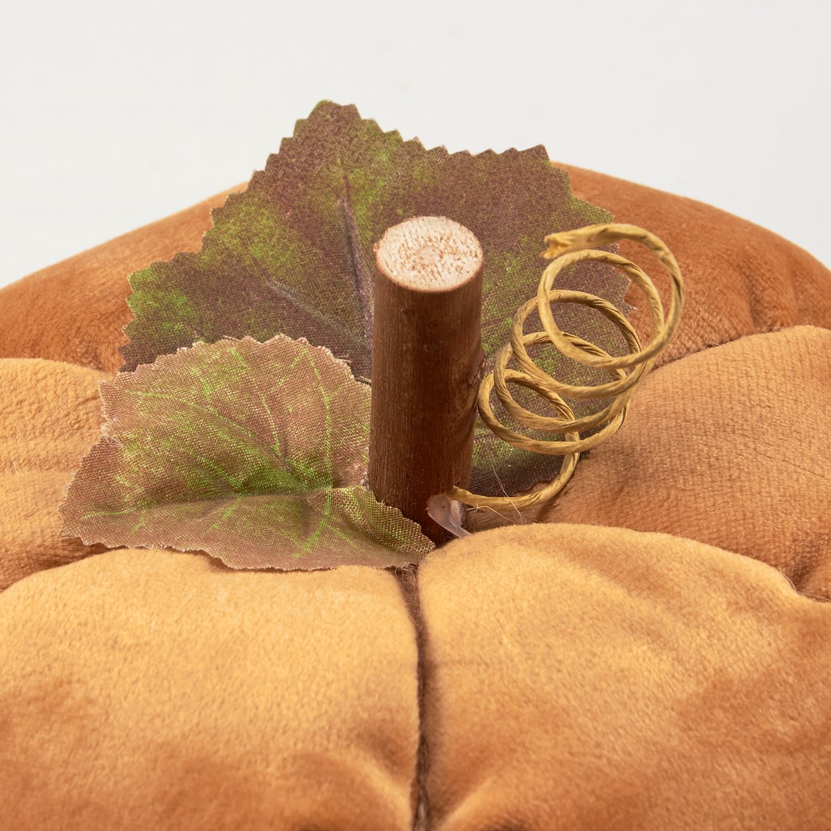 Lush Orange Velvet Decorative Pumpkin Set - Autumn Home Decor Accents