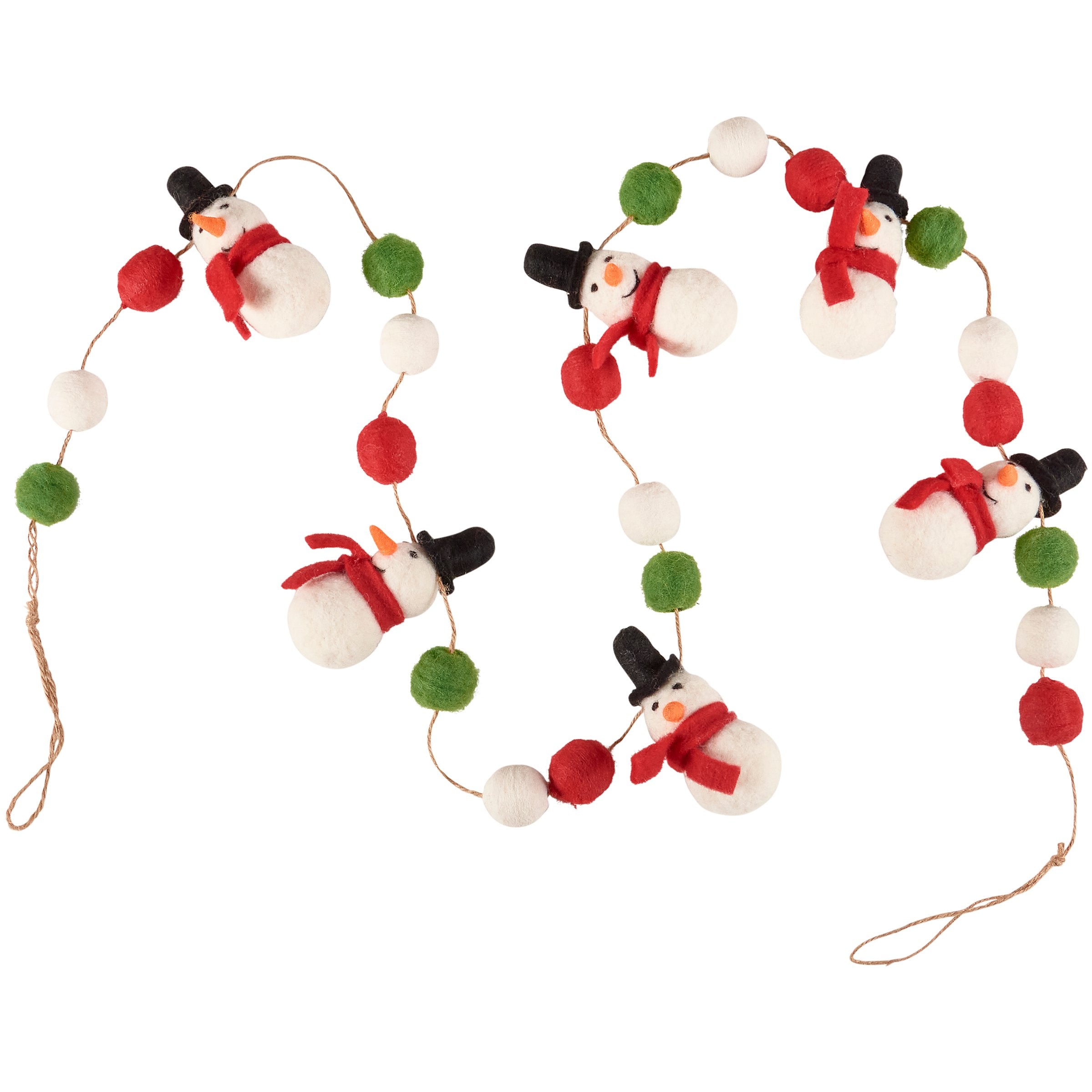 Charming Felt Snowman Christmas Garland with Festive Poms for Holiday Decor
