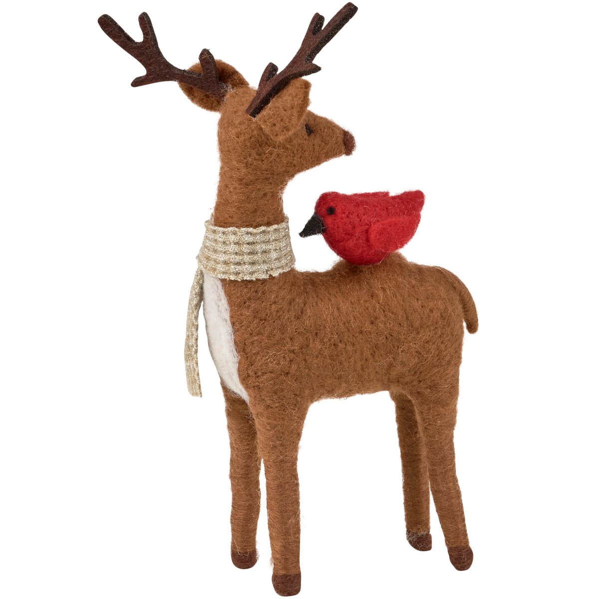 Charming Felt Cardinal Deer Critter Set: Festive Winter Home Decor Accents
