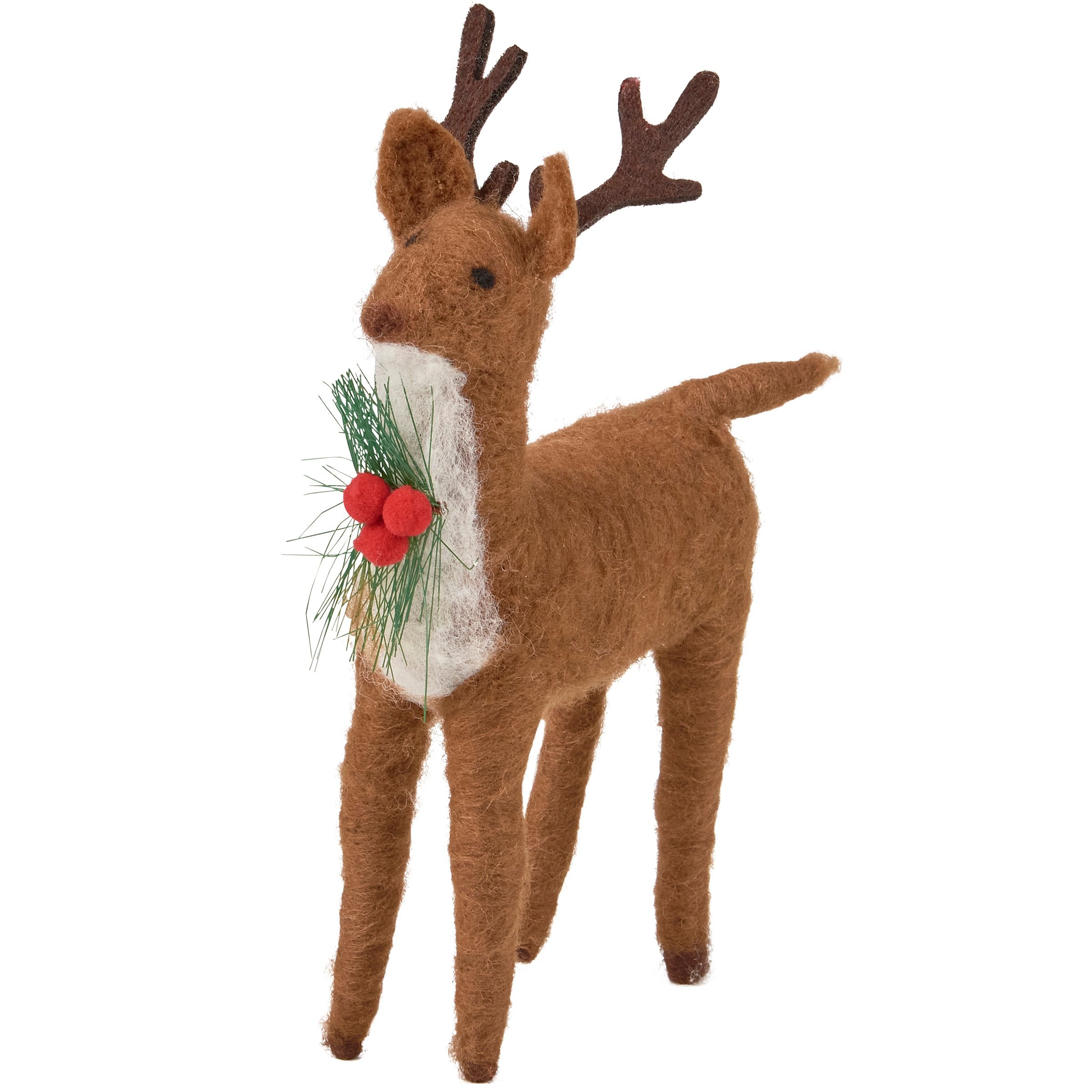 Charming Felt Cardinal Deer Critter Set: Festive Winter Home Decor Accents