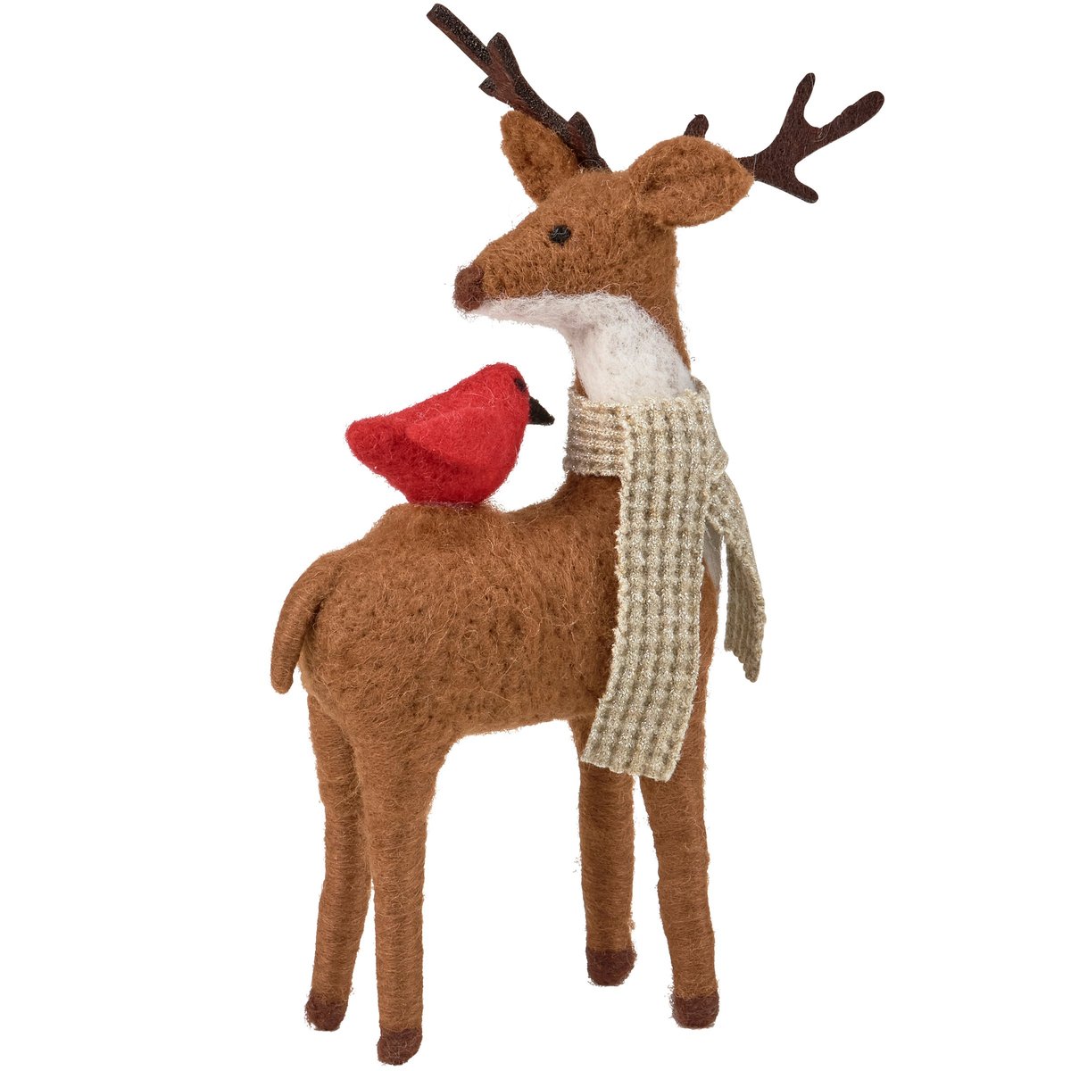 Charming Felt Cardinal Deer Critter Set: Festive Winter Home Decor Accents