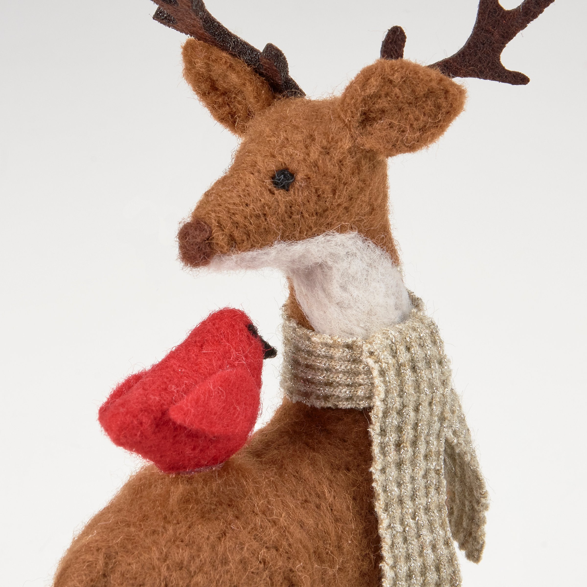 Charming Felt Cardinal Deer Critter Set: Festive Winter Home Decor Accents