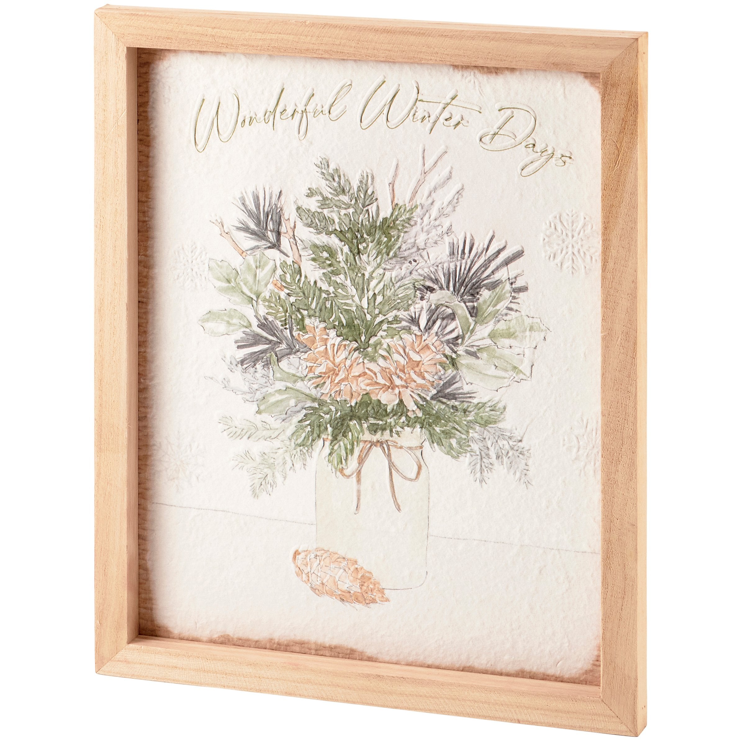 Charming Wooden Framed Winter Days Wall Art - Neutral Palette Seasonal Decor