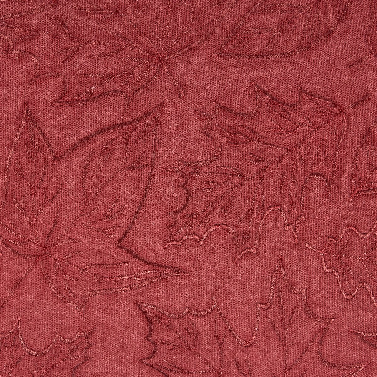 Embroidered Falling Leaves Autumn Red Cotton-Linen Decorative Pillow by Primitives by Kathy