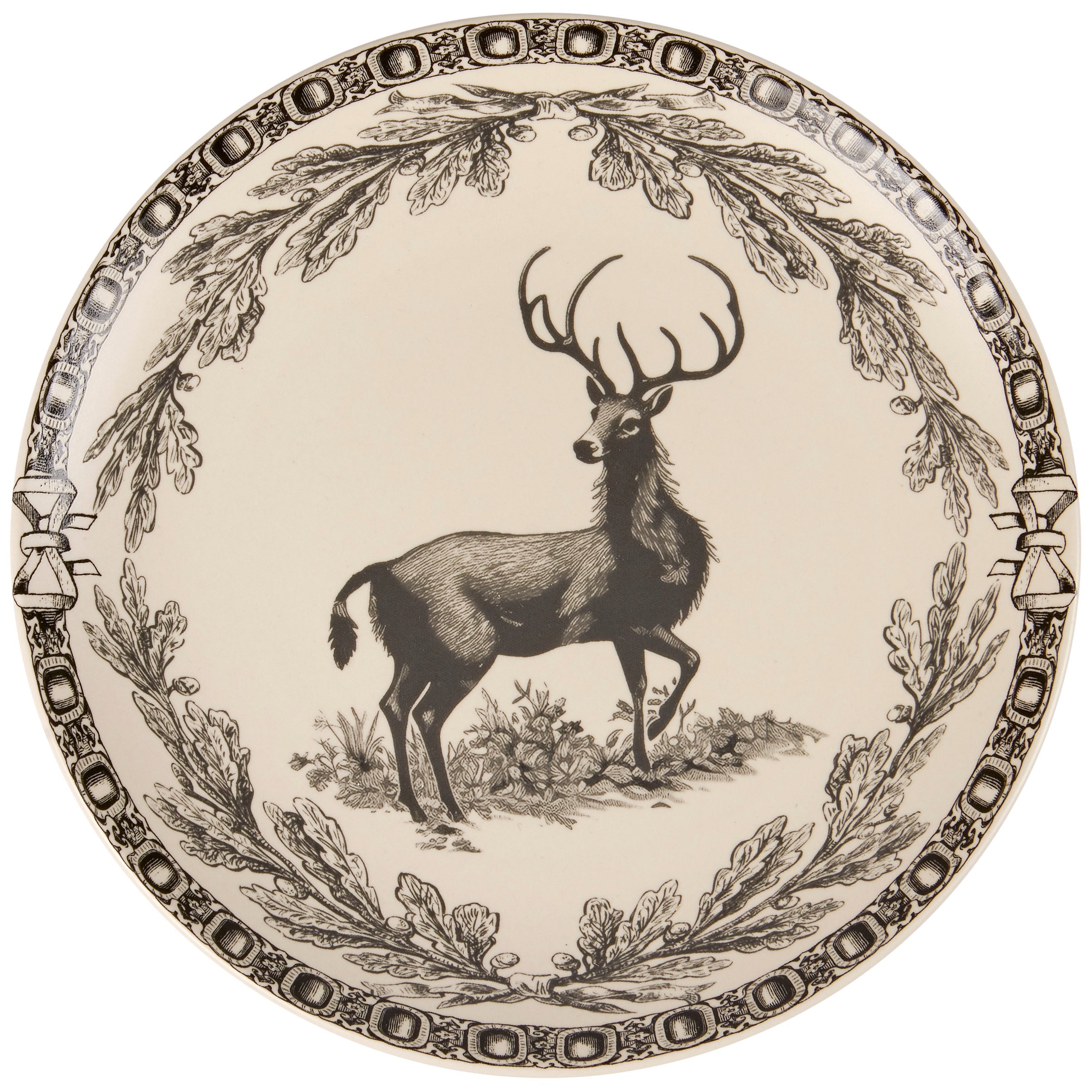 Small Vintage Deer Stoneware Dinner Plate - Rustic Woodland Tableware