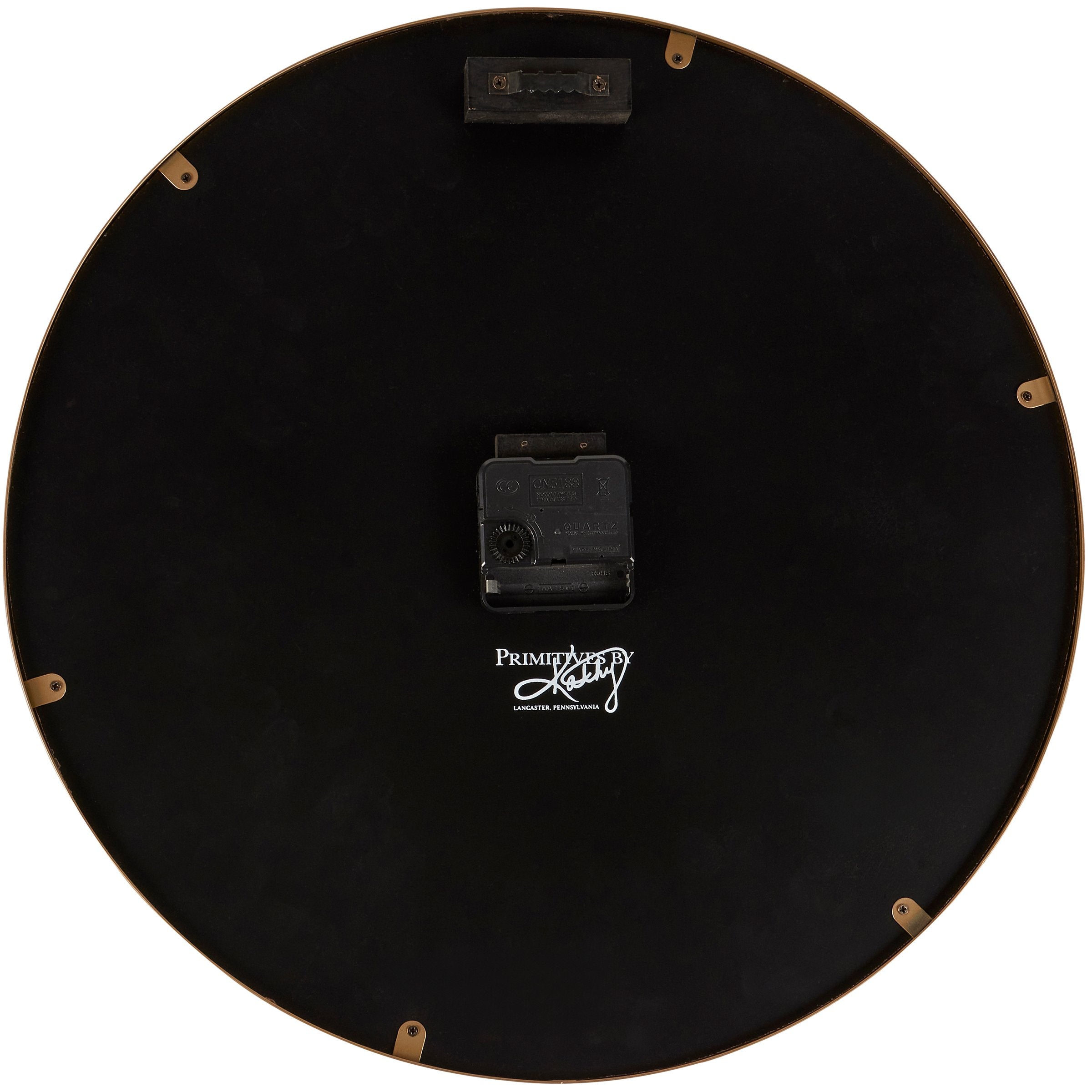 Stunning Moody Floral Round Wooden Wall Clock with Hand-Painted Gold Metal Details