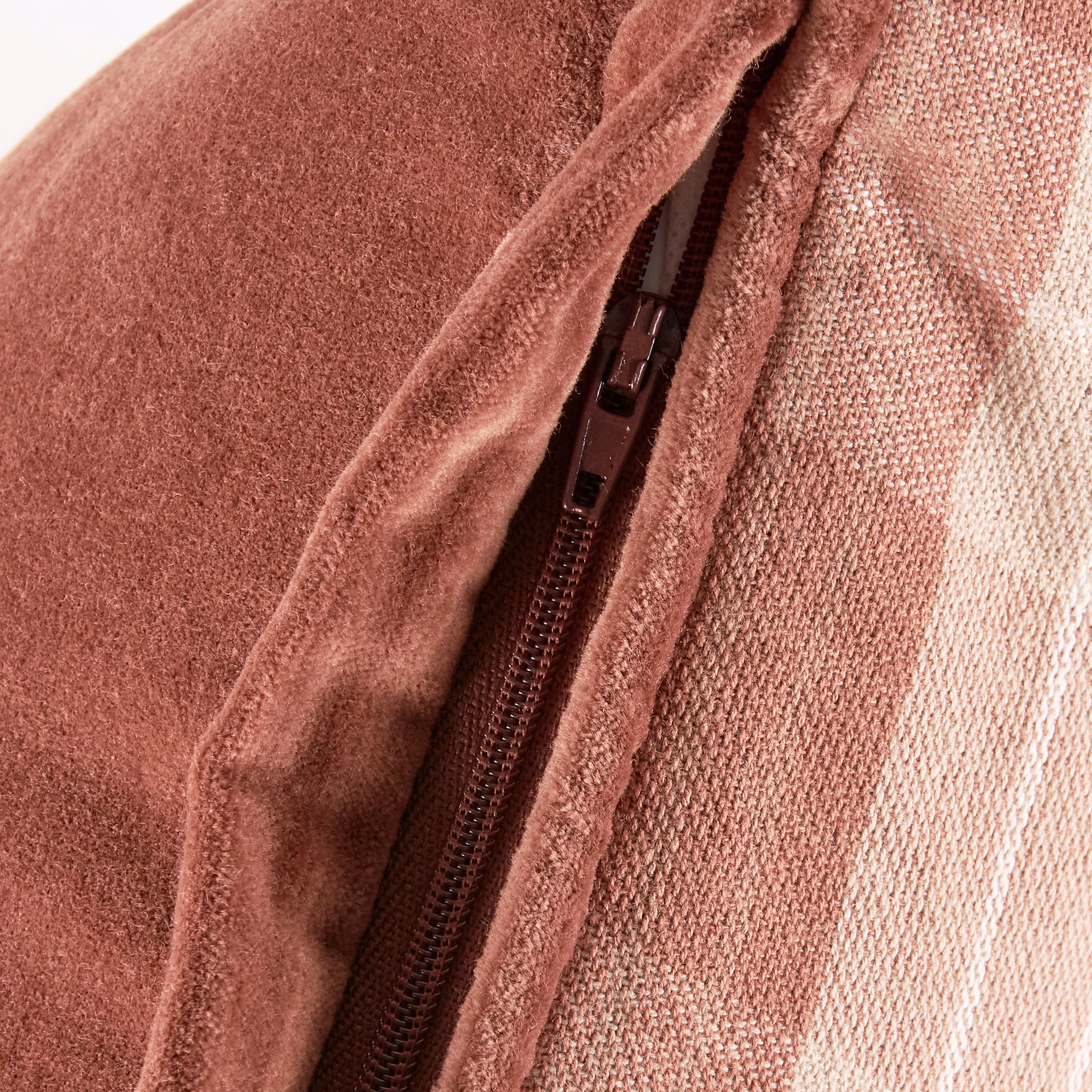 Rustic Brown Tartan Plaid Cotton Velvet Zippered Decorative Throw Pillow