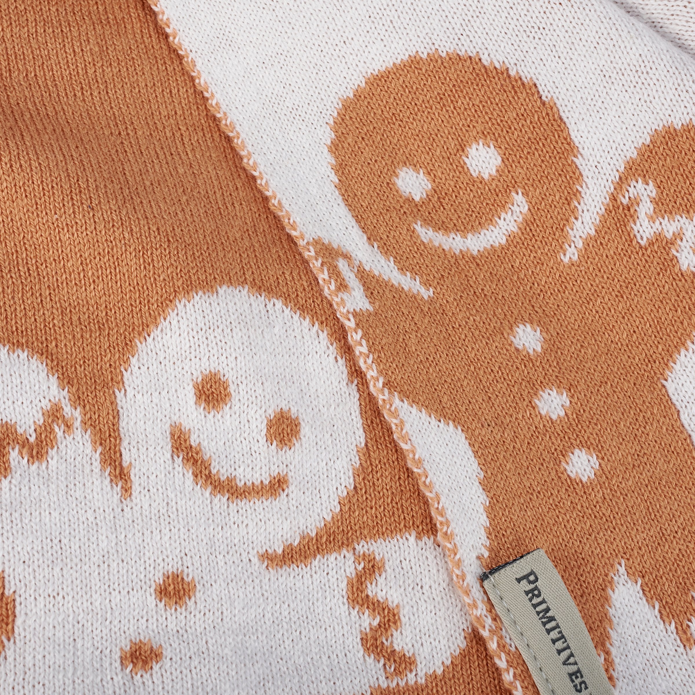 Cozy Reversible Jacquard Knit Gingerbread Men Cotton Christmas Throw Blanket