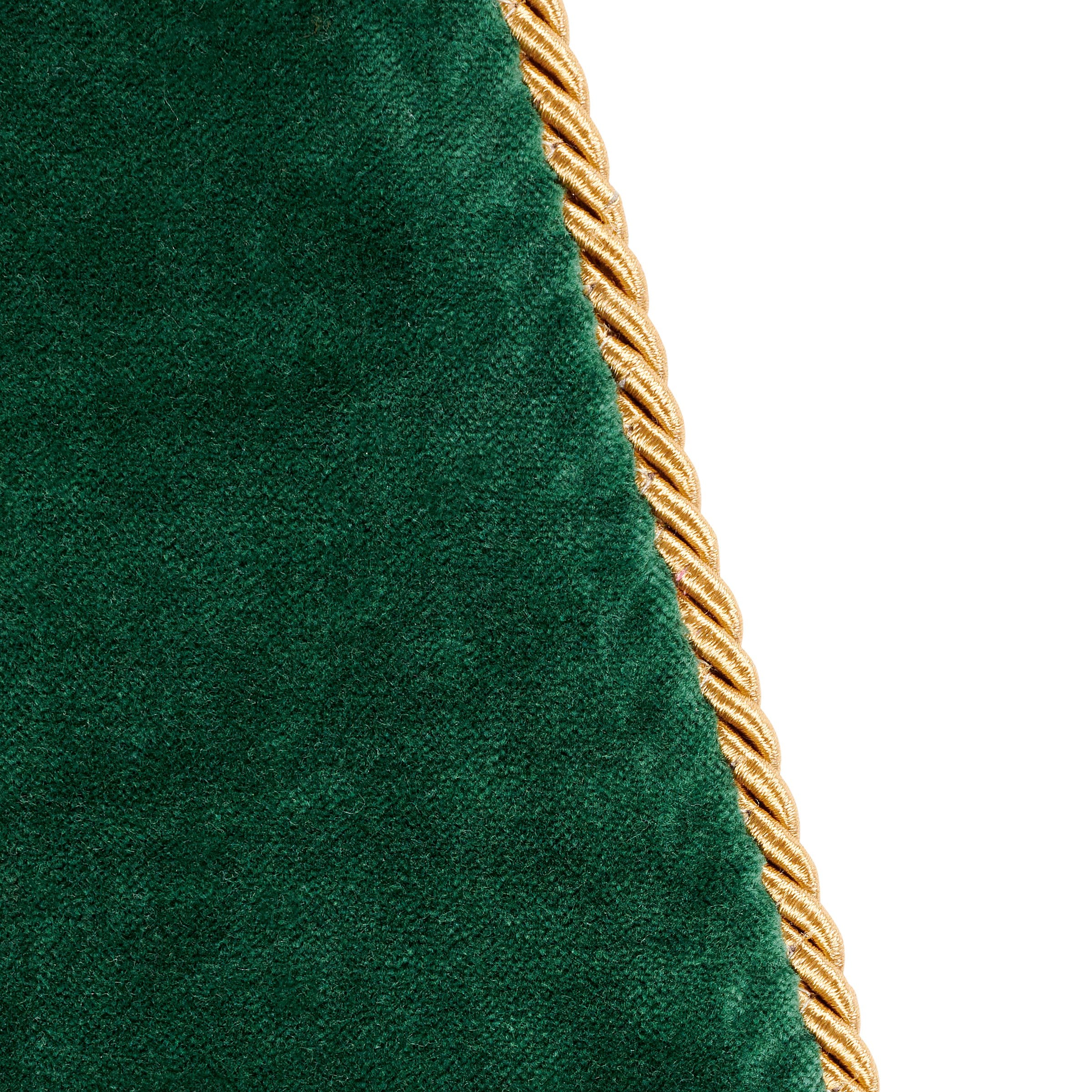 Luxurious Double-Sided Green Velvet Table Runner with Gold Thread Trim