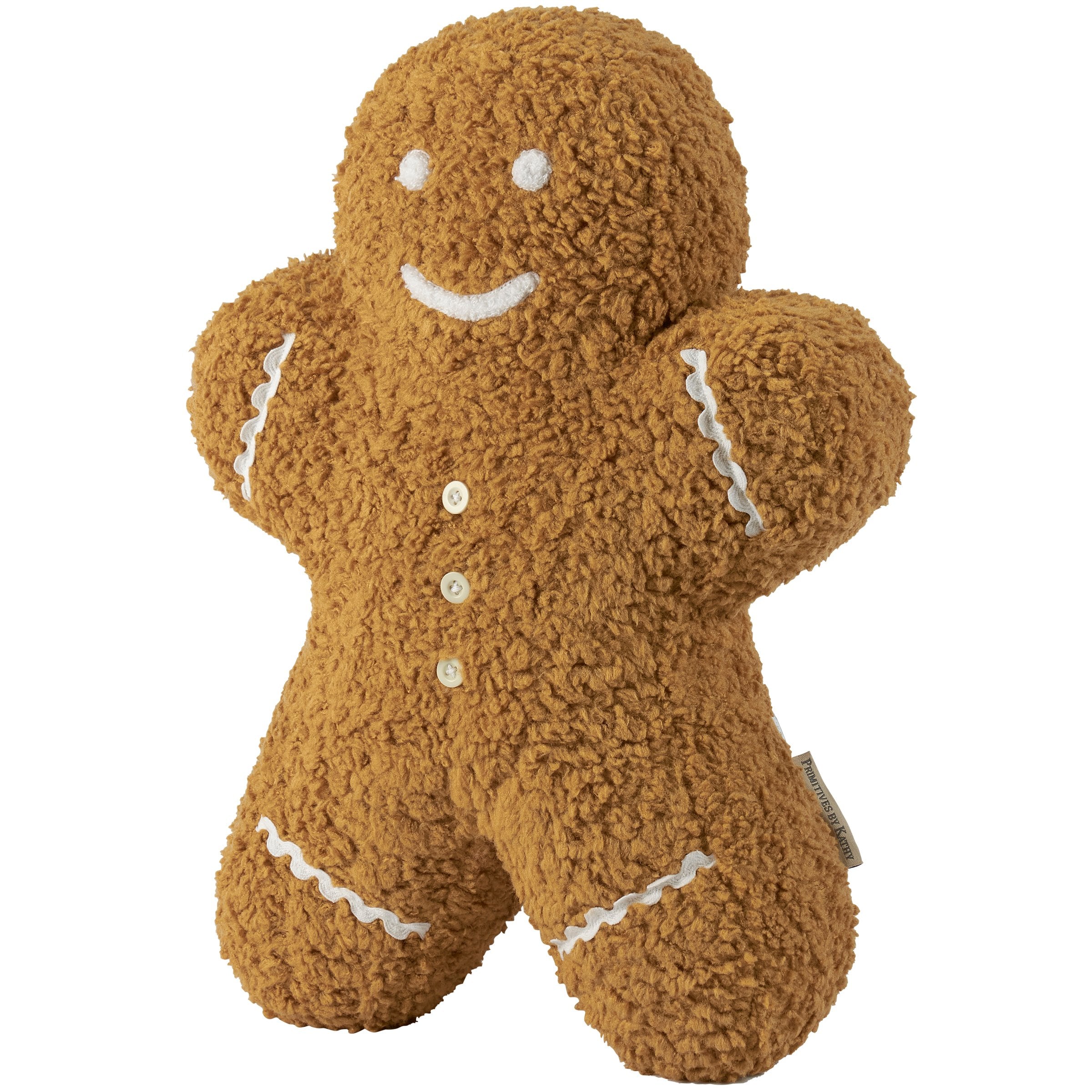 Charming Gingerbread Man Shaped Pillow, Festive Sherpa Holiday Home Accent