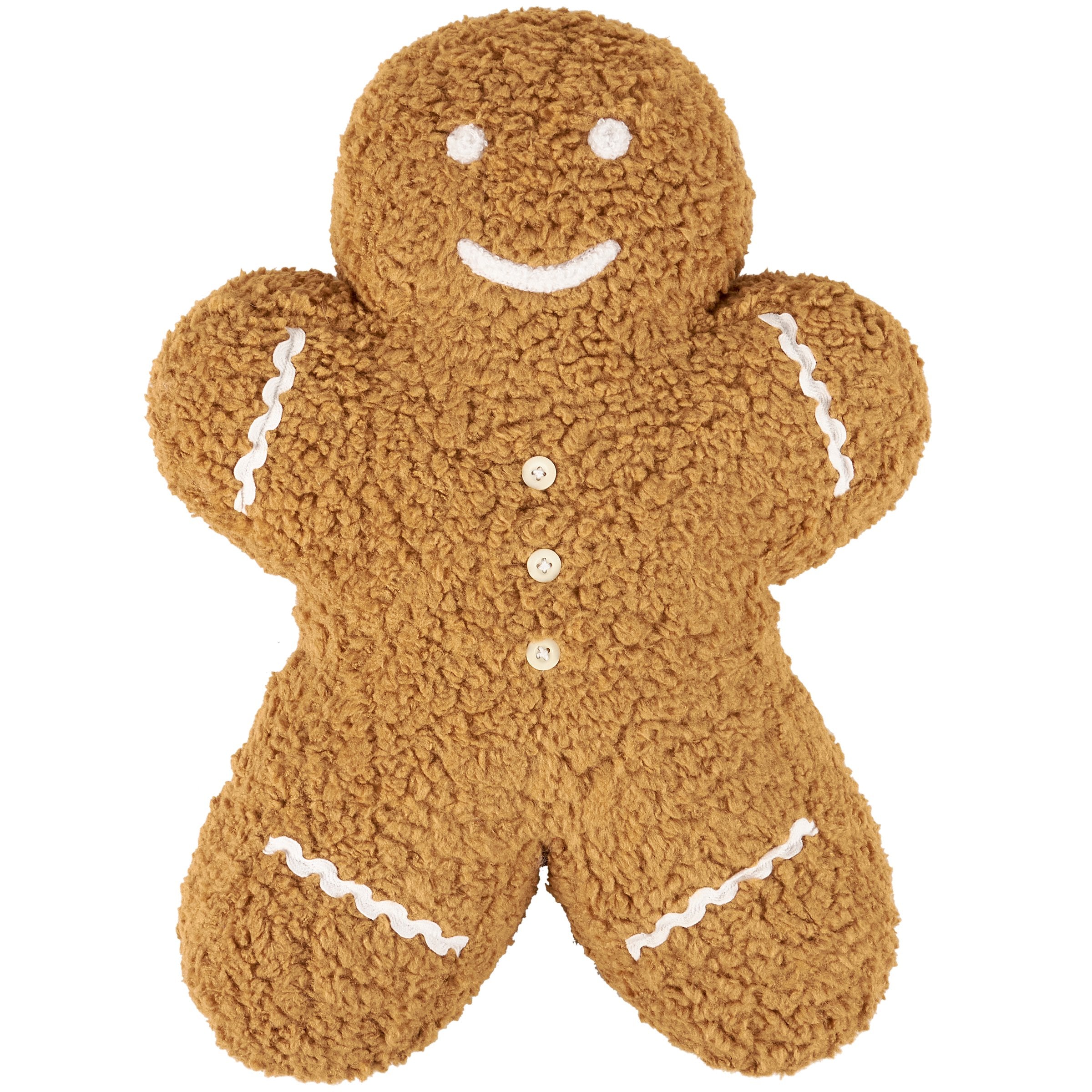 Charming Gingerbread Man Shaped Pillow, Festive Sherpa Holiday Home Accent