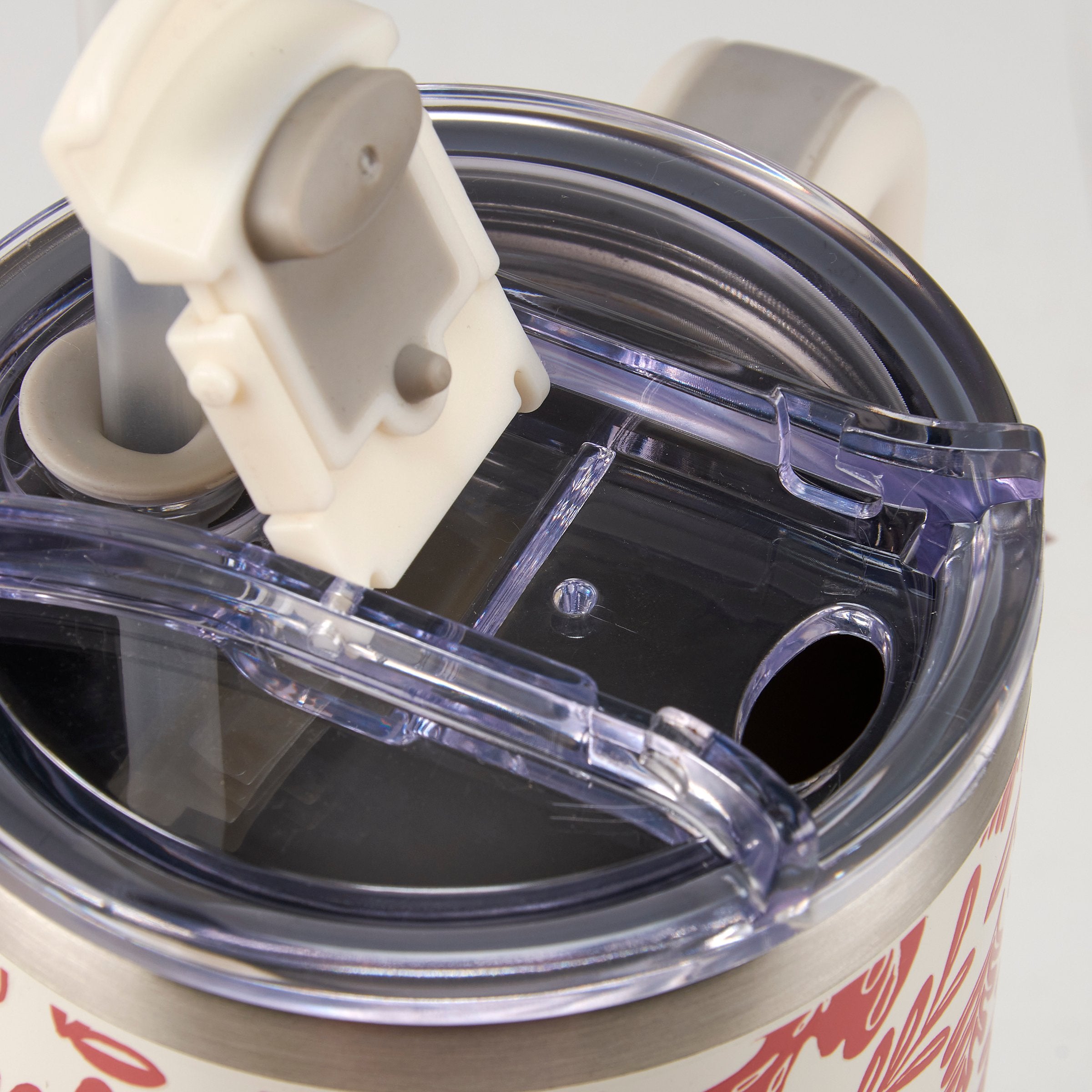 40oz Insulated Stainless Steel Travel Mug with Red Folk Floral Design and Handle