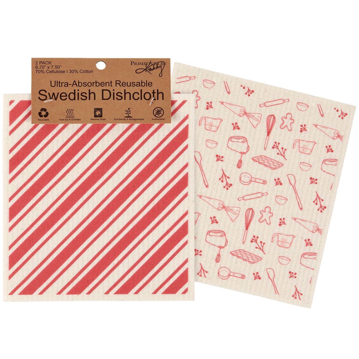 Eco-Friendly Christmas Baking Swedish Dishcloth Set - Reusable Cellulose Cotton Kitchen