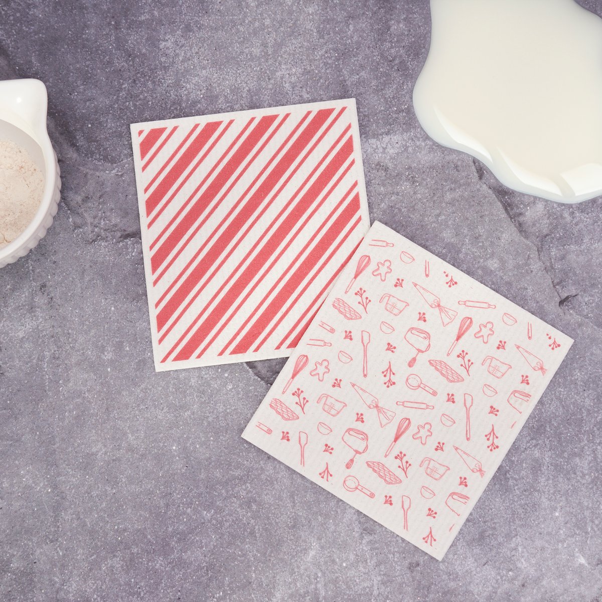 Eco-Friendly Christmas Baking Swedish Dishcloth Set - Reusable Cellulose Cotton Kitchen
