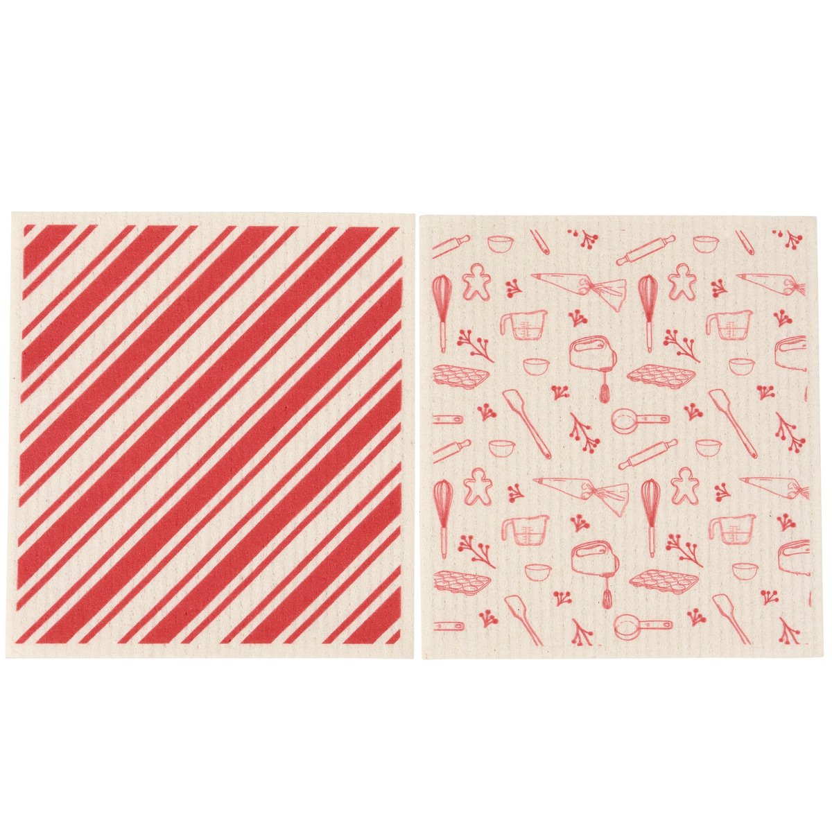 Eco-Friendly Christmas Baking Swedish Dishcloth Set - Reusable Cellulose Cotton Kitchen
