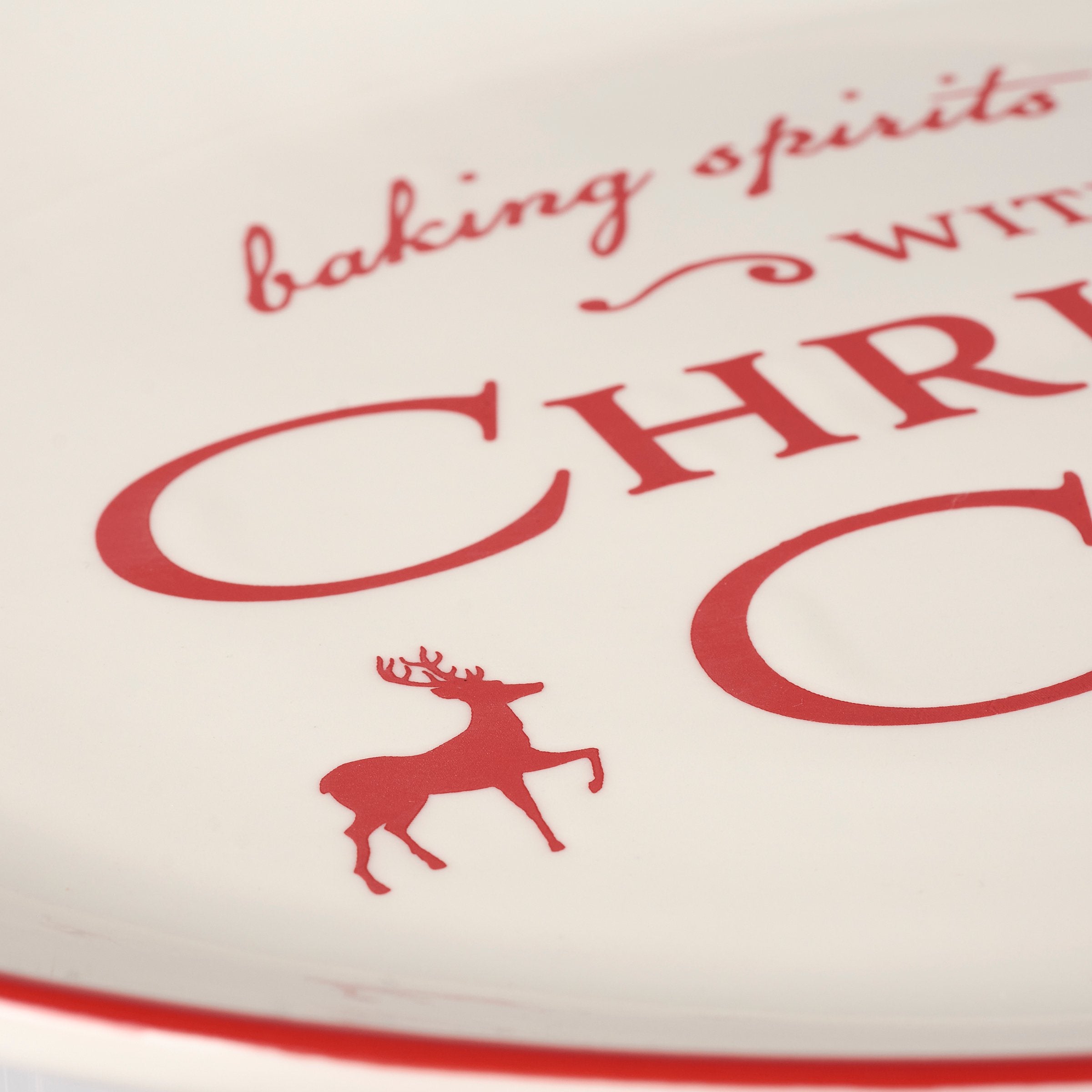 Festive Oval Christmas Cheer Stoneware Platter for Holiday Baking & Serving